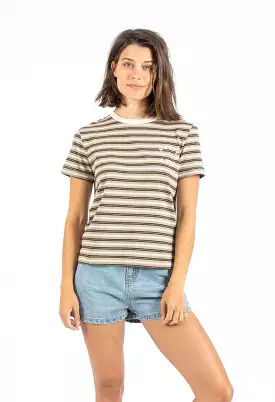 Rusty USA Corsica Tee - Khaki Stripe