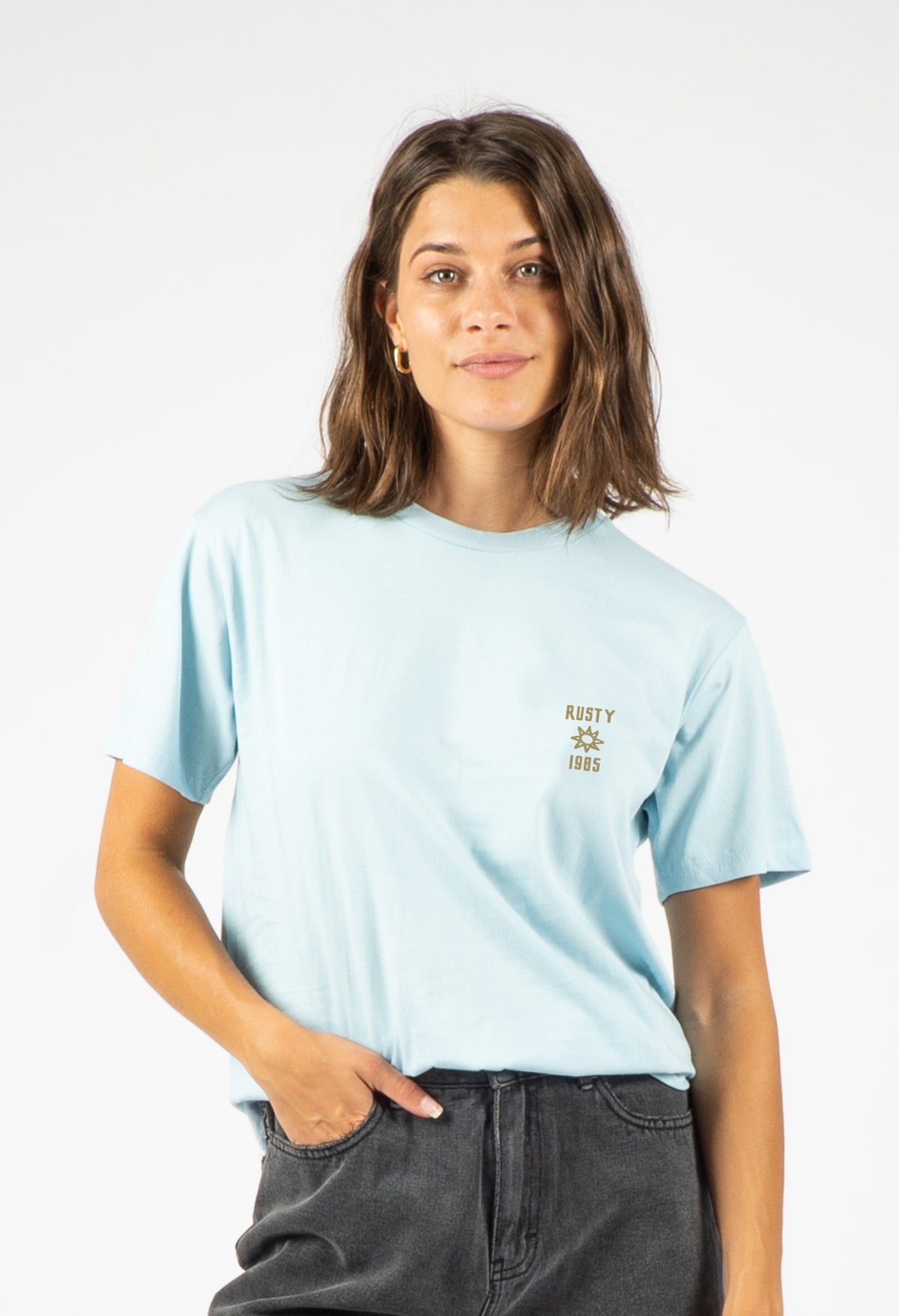 Rusty USA Ruins Short Sleeve T-Shirt - Pale Blue