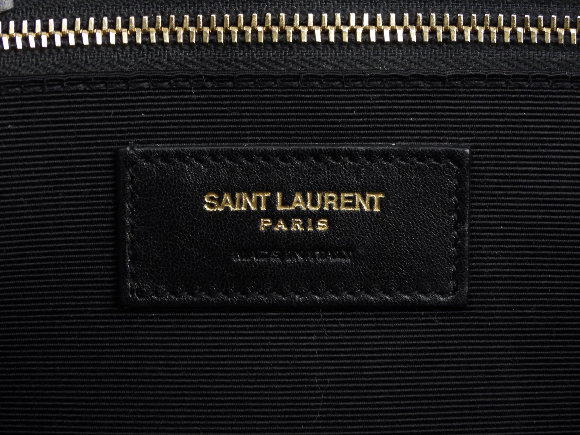 Saint Laurent Black Chevron Leather Large Envelope Flap Bag