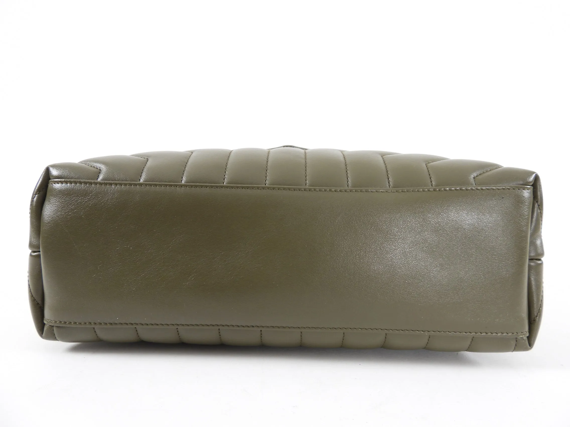 Saint Laurent Medium Leather Quilted Olive Lou Lou Bag