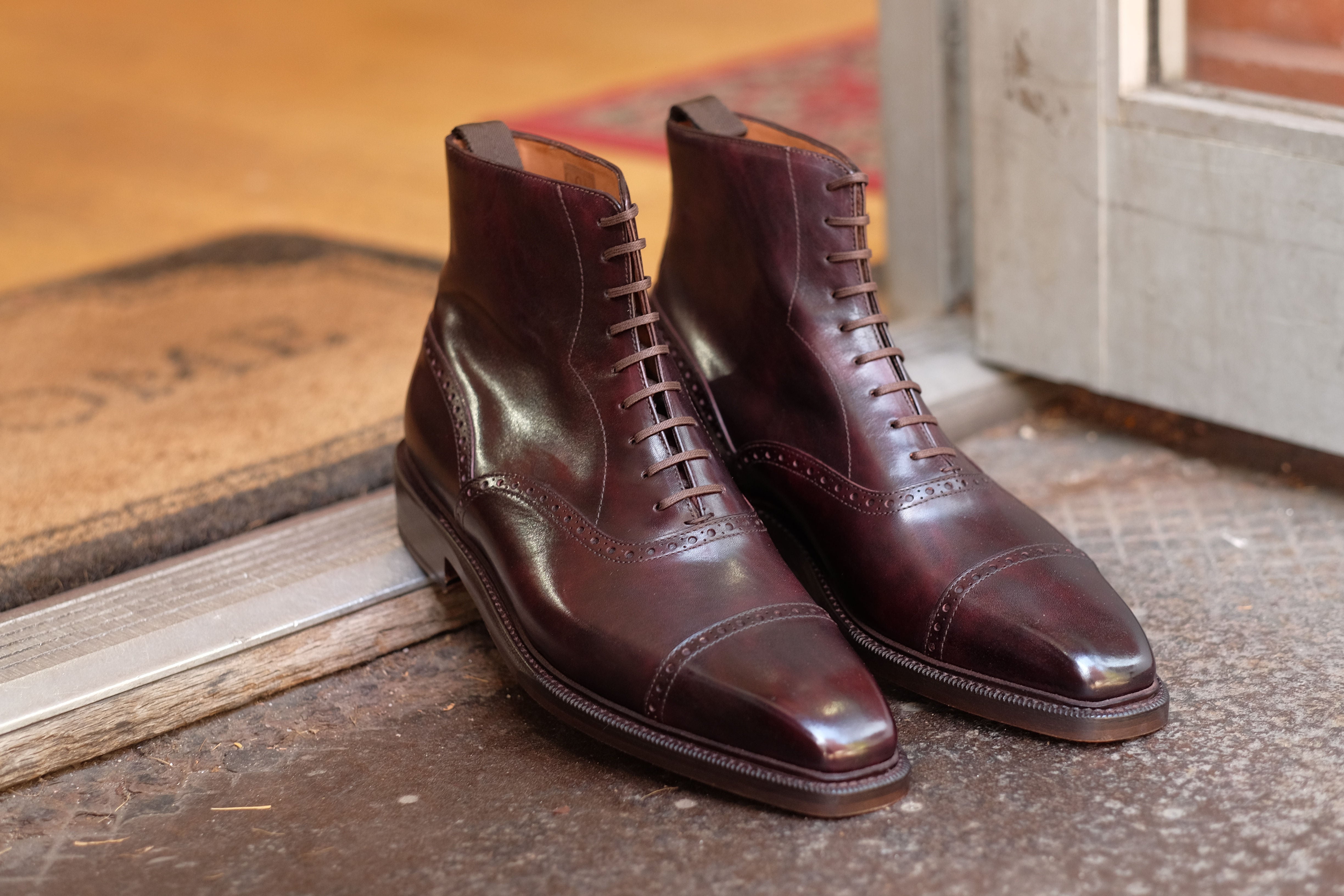 Seaview MTO Plum Museum Calf Shoes with MGF Last, Double Leather Sole, and Storm Welt