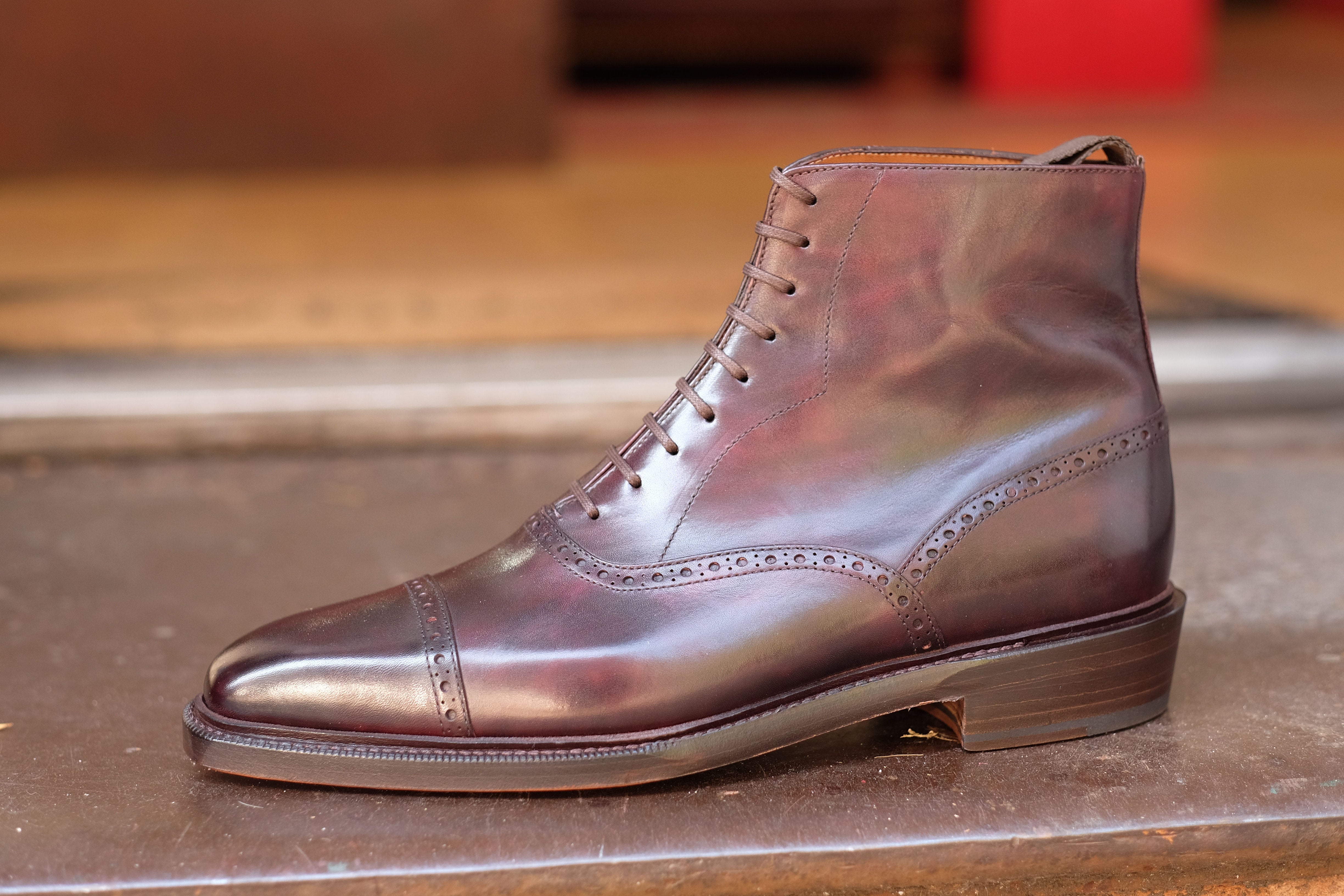 Seaview MTO Plum Museum Calf Shoes with MGF Last, Double Leather Sole, and Storm Welt