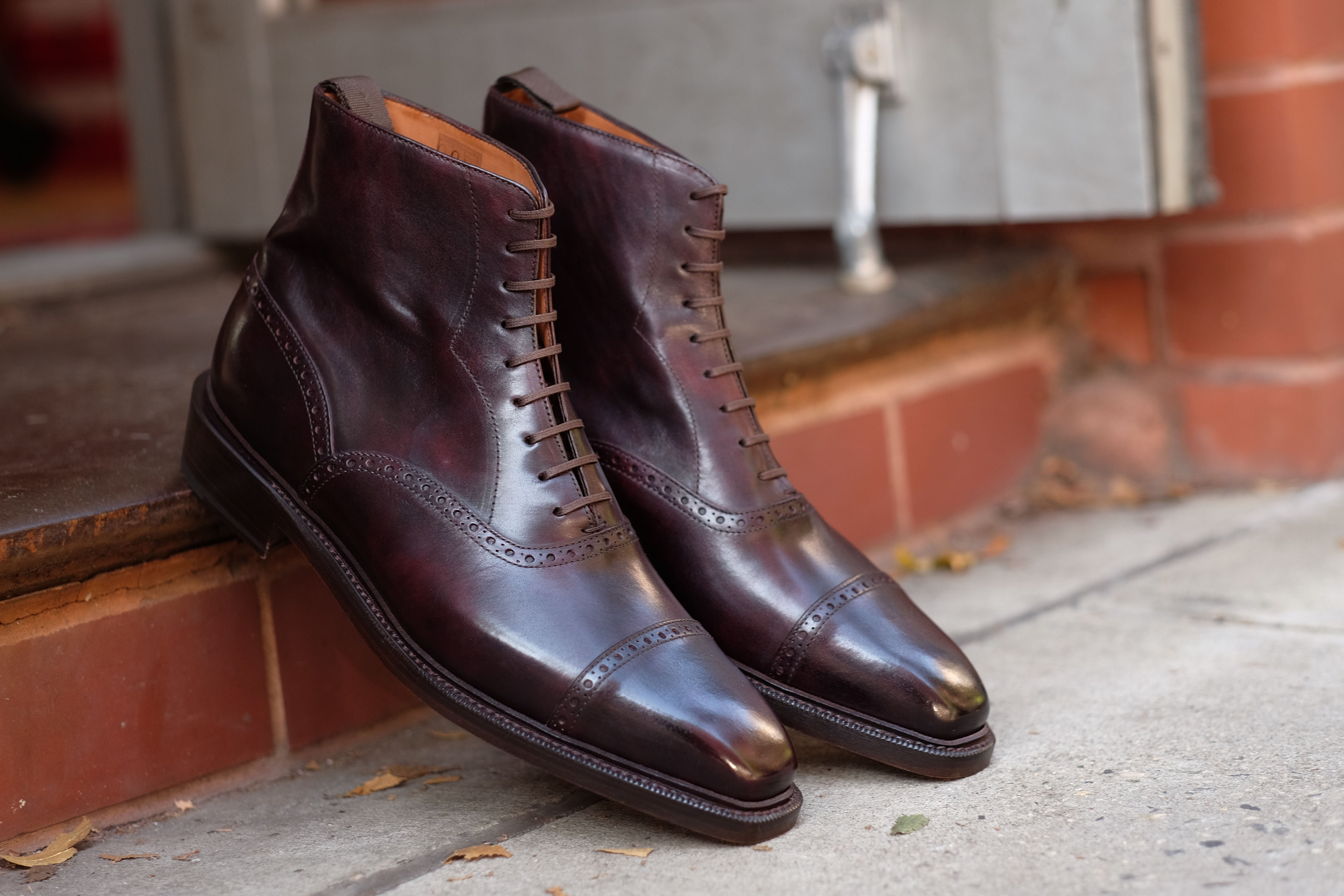 Seaview MTO Plum Museum Calf Shoes with MGF Last, Double Leather Sole, and Storm Welt