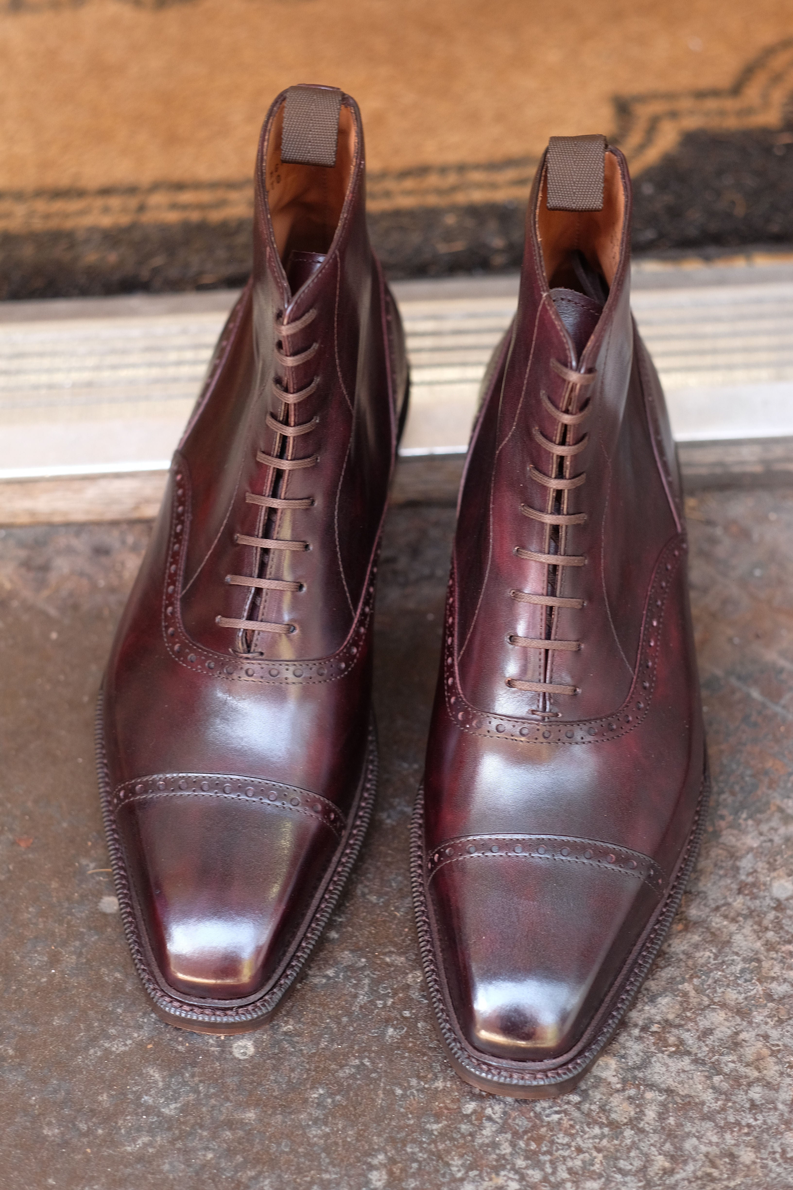 Seaview MTO Plum Museum Calf Shoes with MGF Last, Double Leather Sole, and Storm Welt