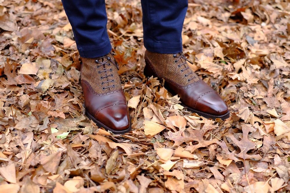 Seaview Walnut Museum Calf Gold Tweed LPB Last City Rubber Sole