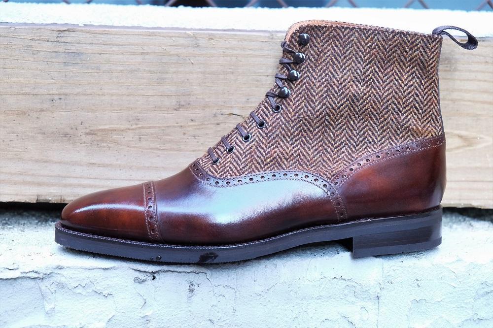 Seaview Walnut Museum Calf Gold Tweed LPB Last City Rubber Sole