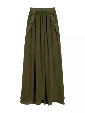 silk chiffon maxi skirt for women