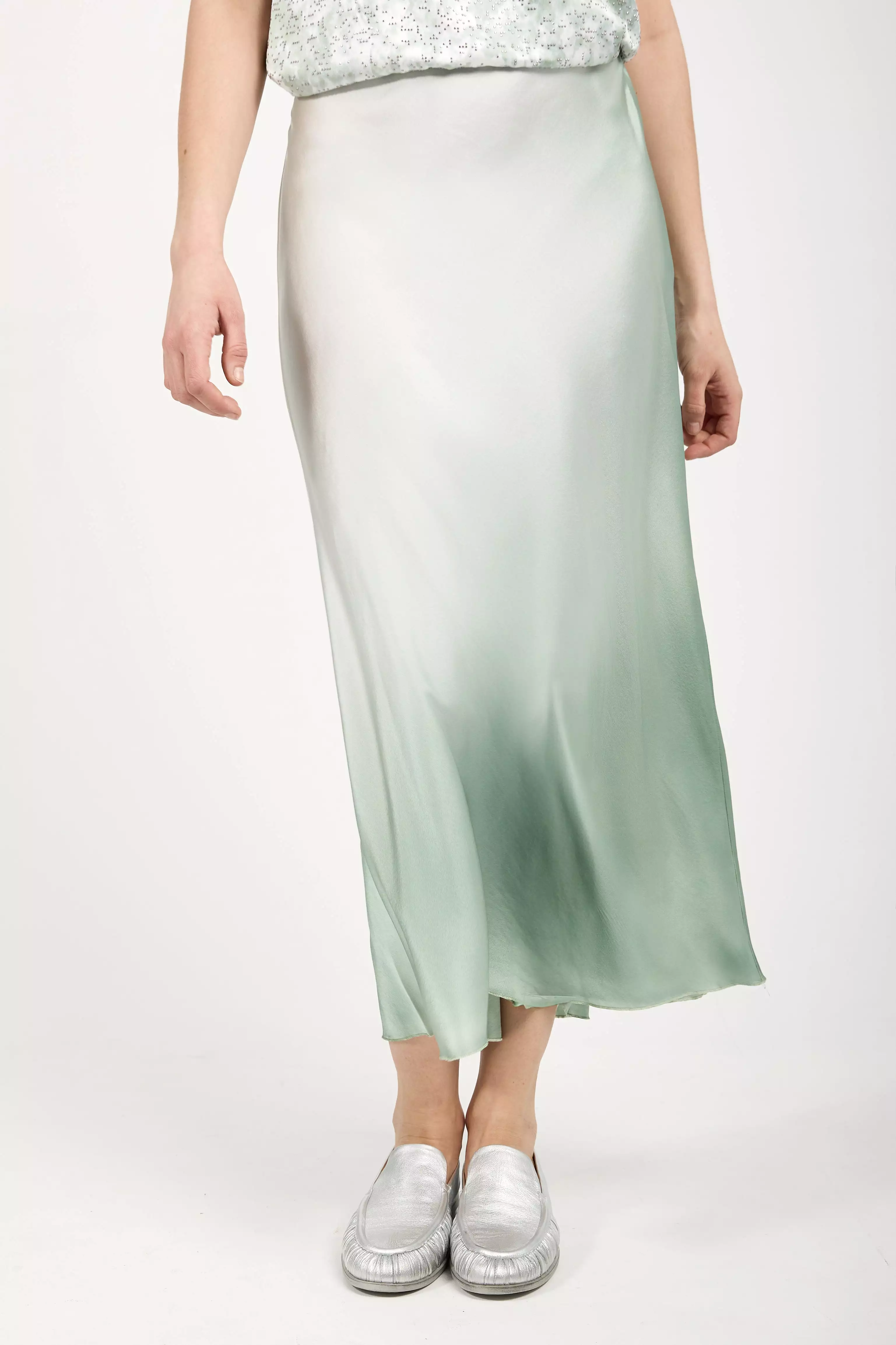 Silk Midi Skirt in Jade