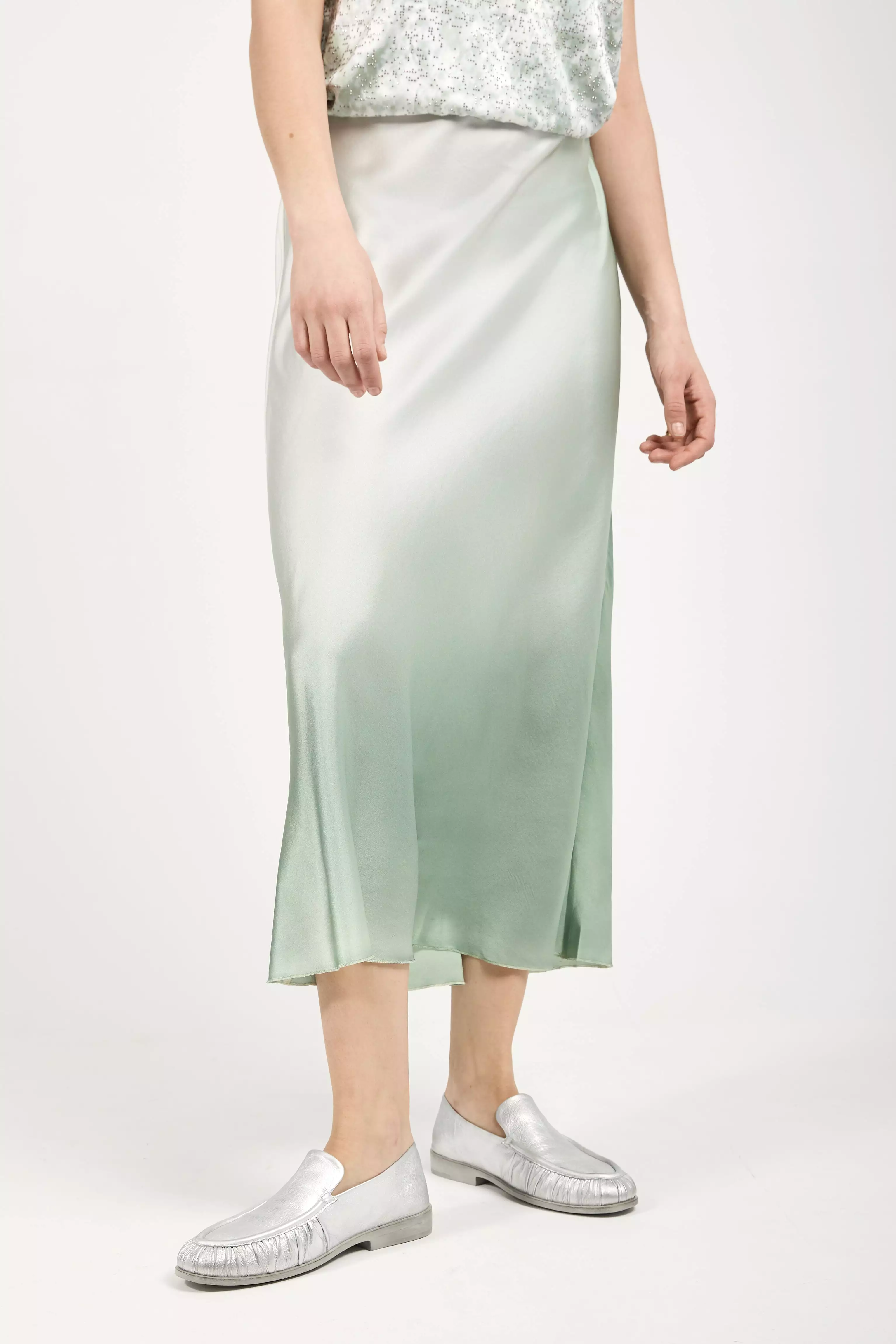 Silk Midi Skirt in Jade