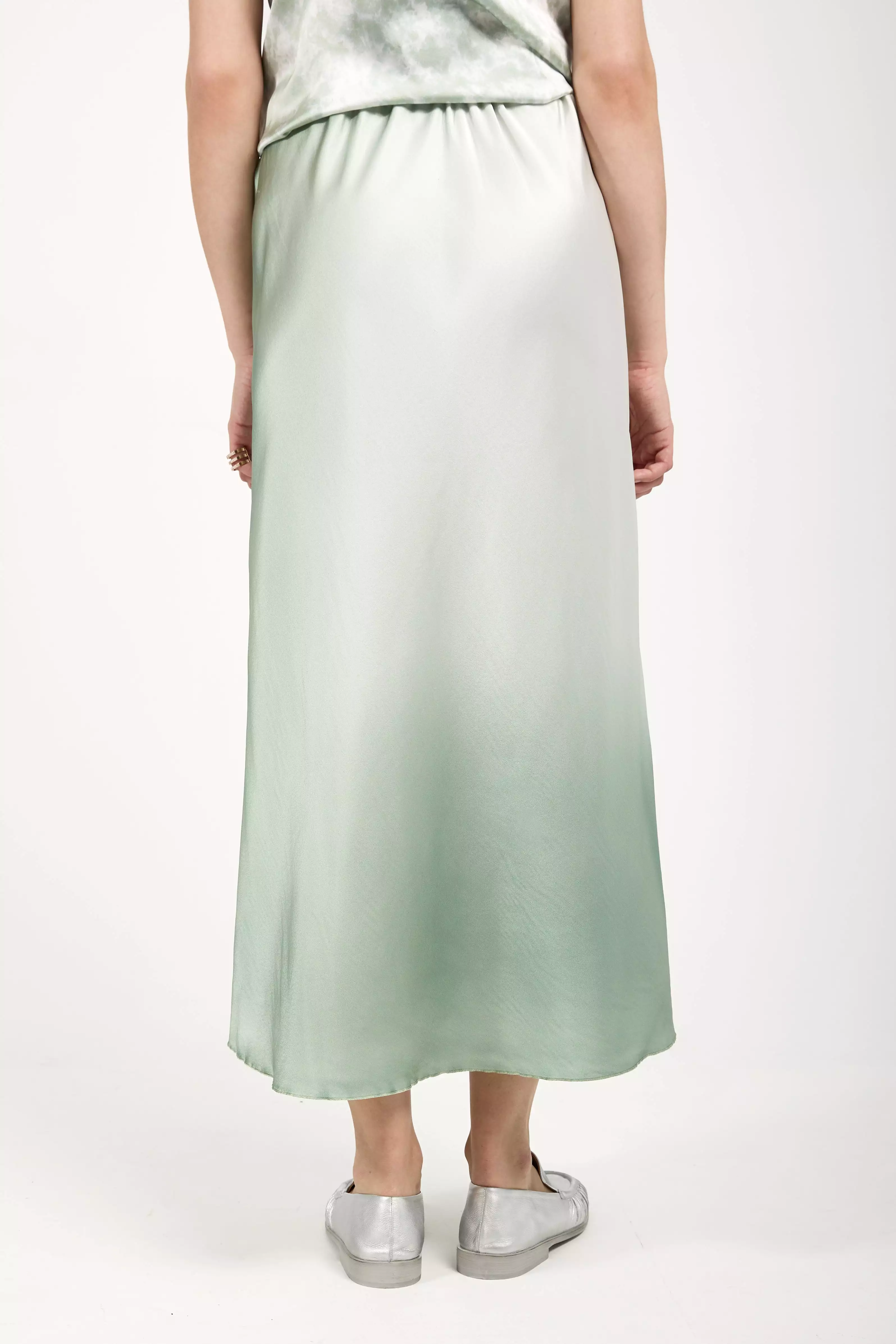 Silk Midi Skirt in Jade