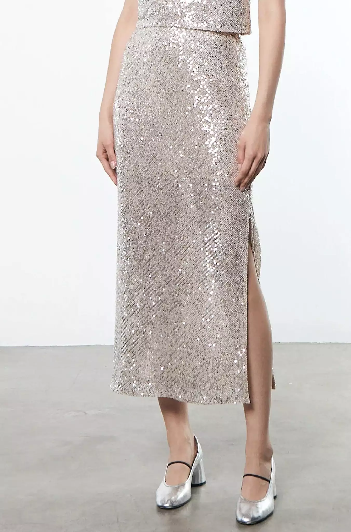 Silver Sequin Skirt