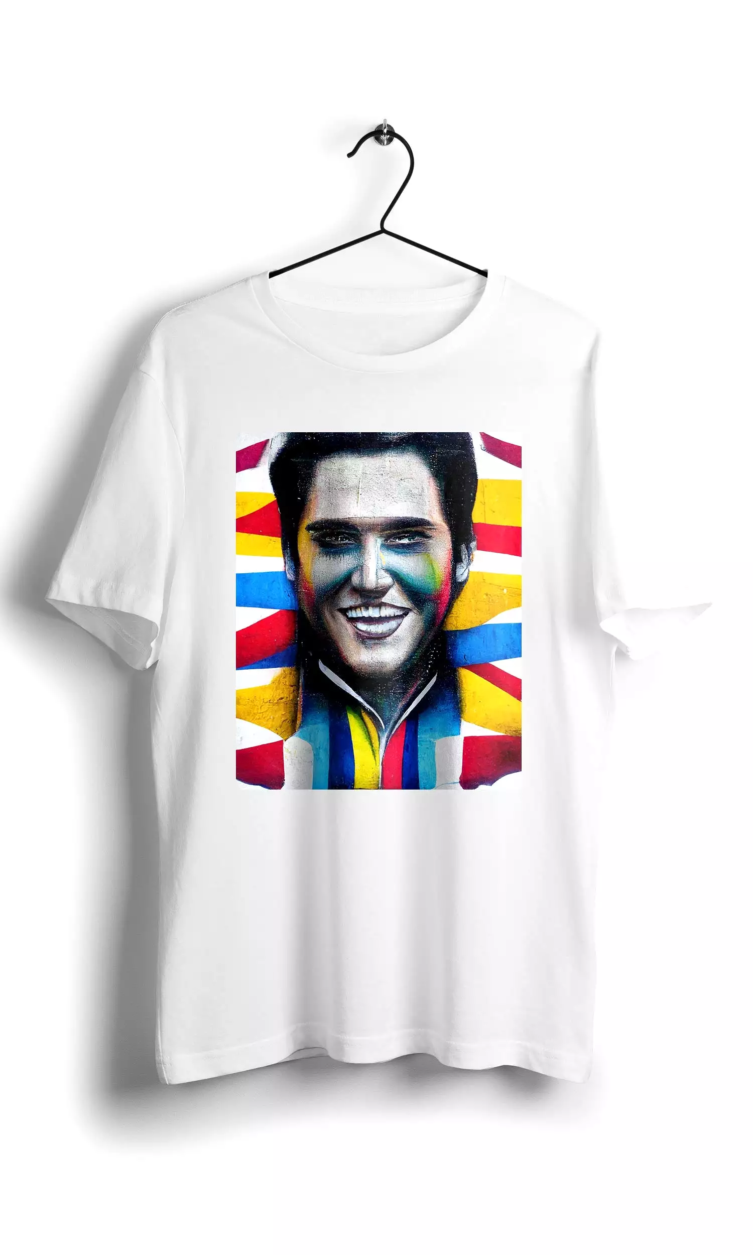 Smiley Elvis Presley Eduardo Kobra street style Digital Graphics T-shirt White