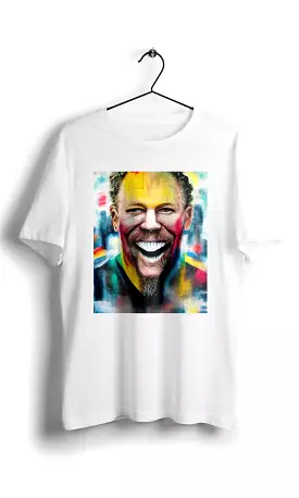 Smiley James Hetfield Graphic T-shirt in Eduardo Kobra Street Style - White