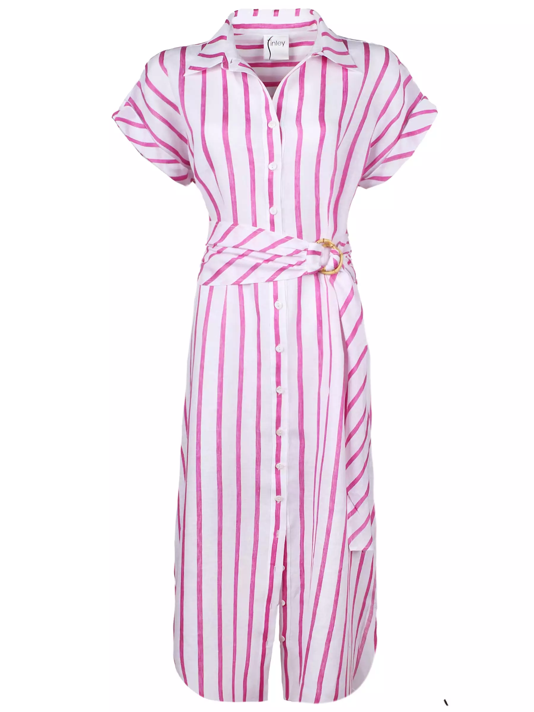 Smithy Linen Shirt Dress - Pink Stripe