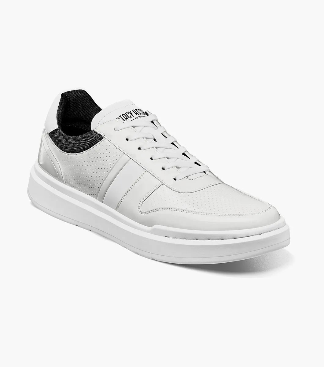 Stacy Adams White Patent Lace Up Sneaker - CASHTON Moc Toe - 25531-122