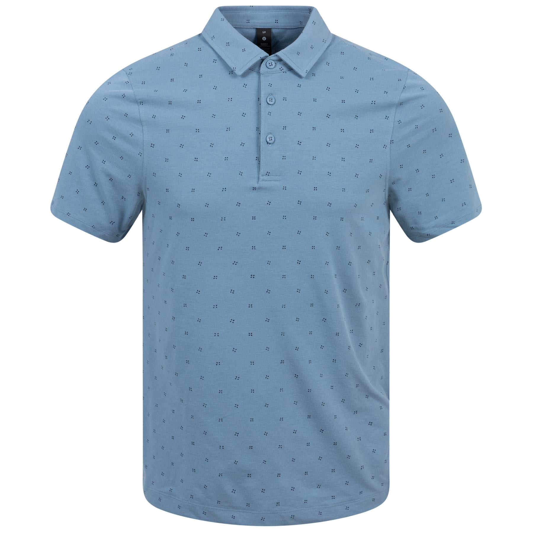 Stretch Print Polo Quad Dash - Utility Blue - SS24