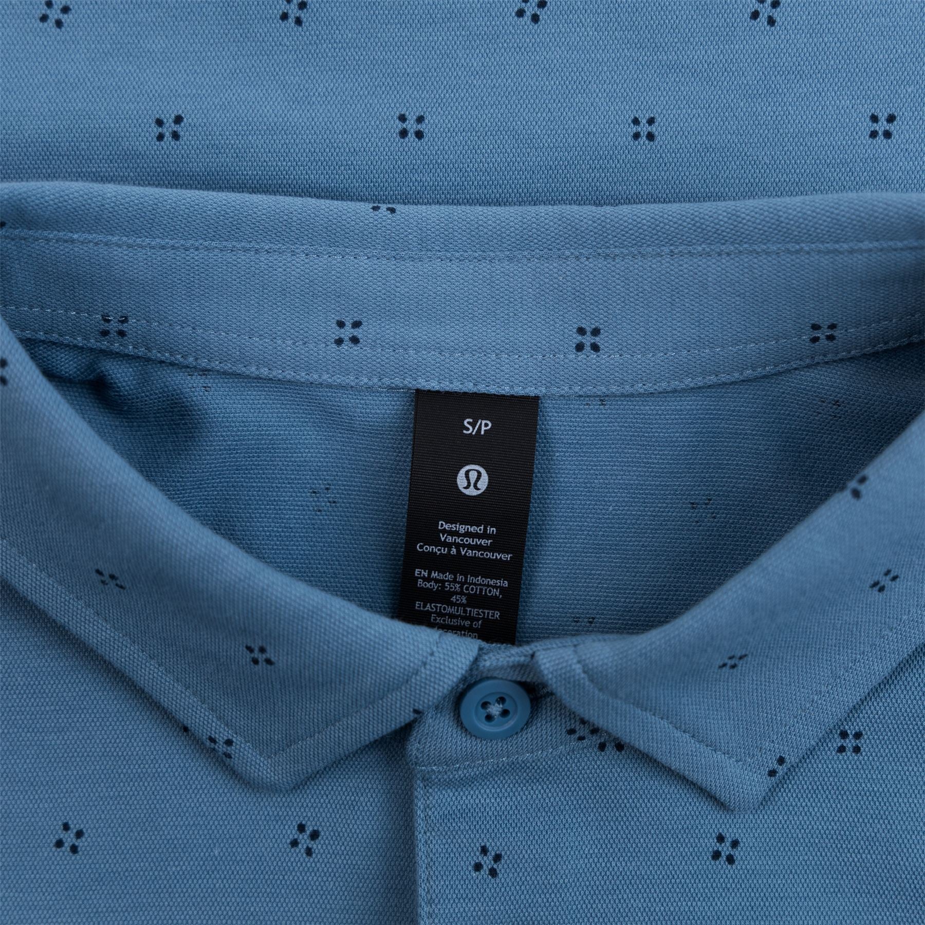 Stretch Print Polo Quad Dash - Utility Blue - SS24