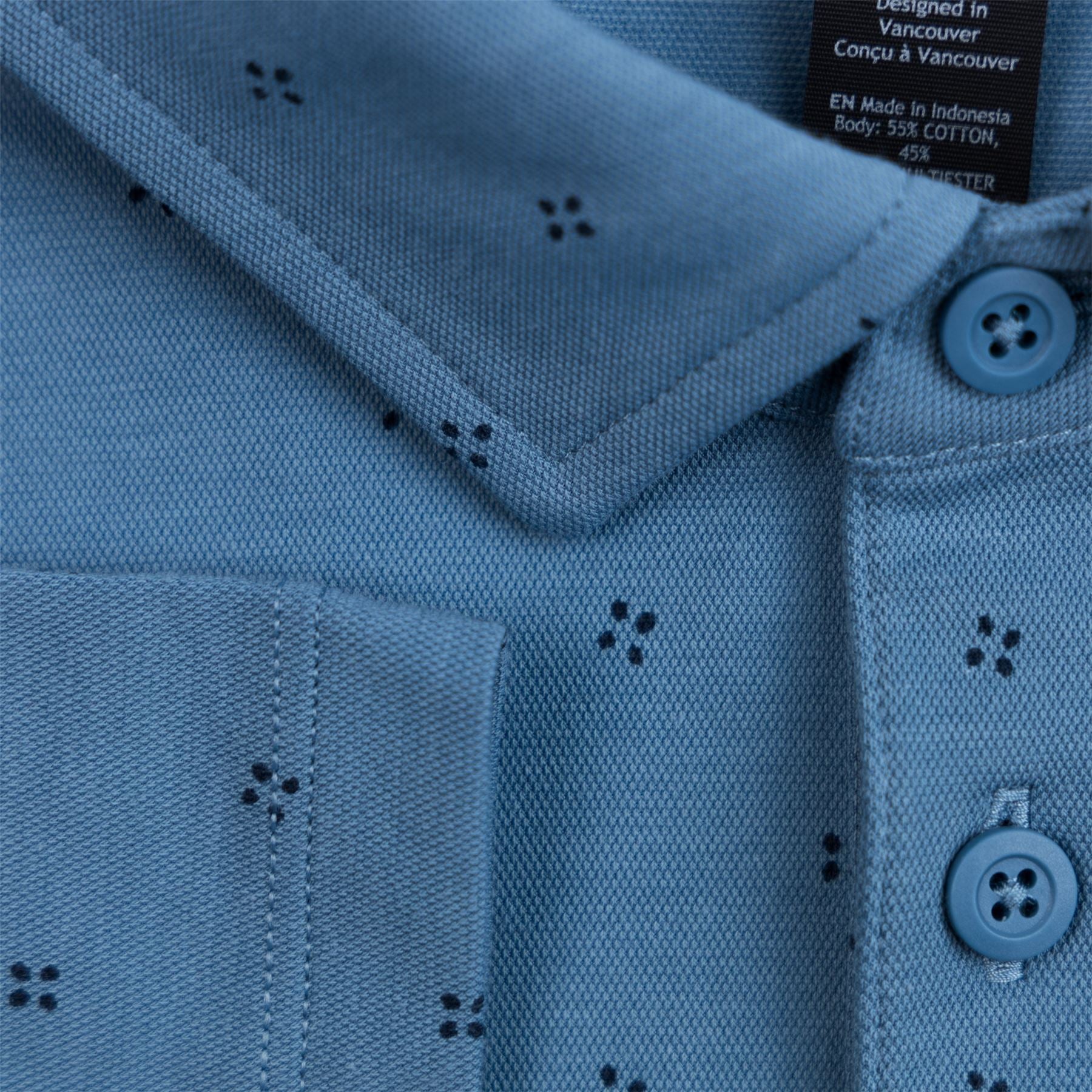 Stretch Print Polo Quad Dash - Utility Blue - SS24