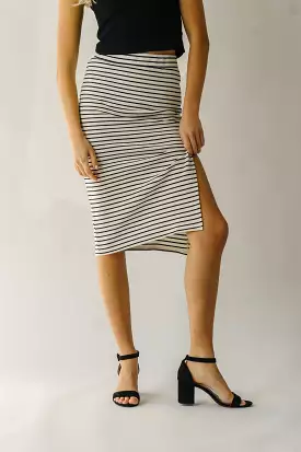 Sumner Striped Midi Skirt - Black Ivory - Affordable Fashion