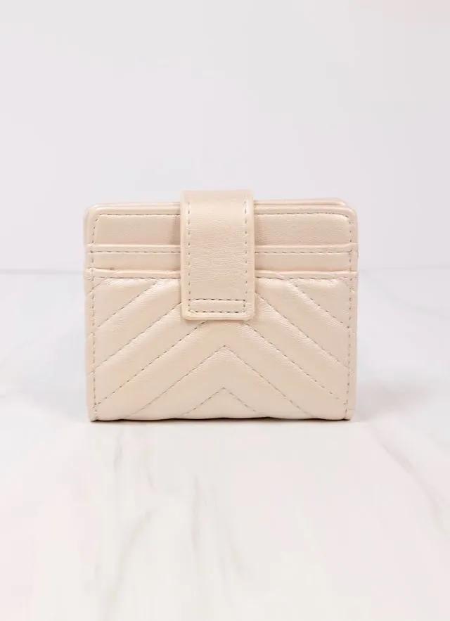 Tate Card Holder Wallet Pearl V Quilted