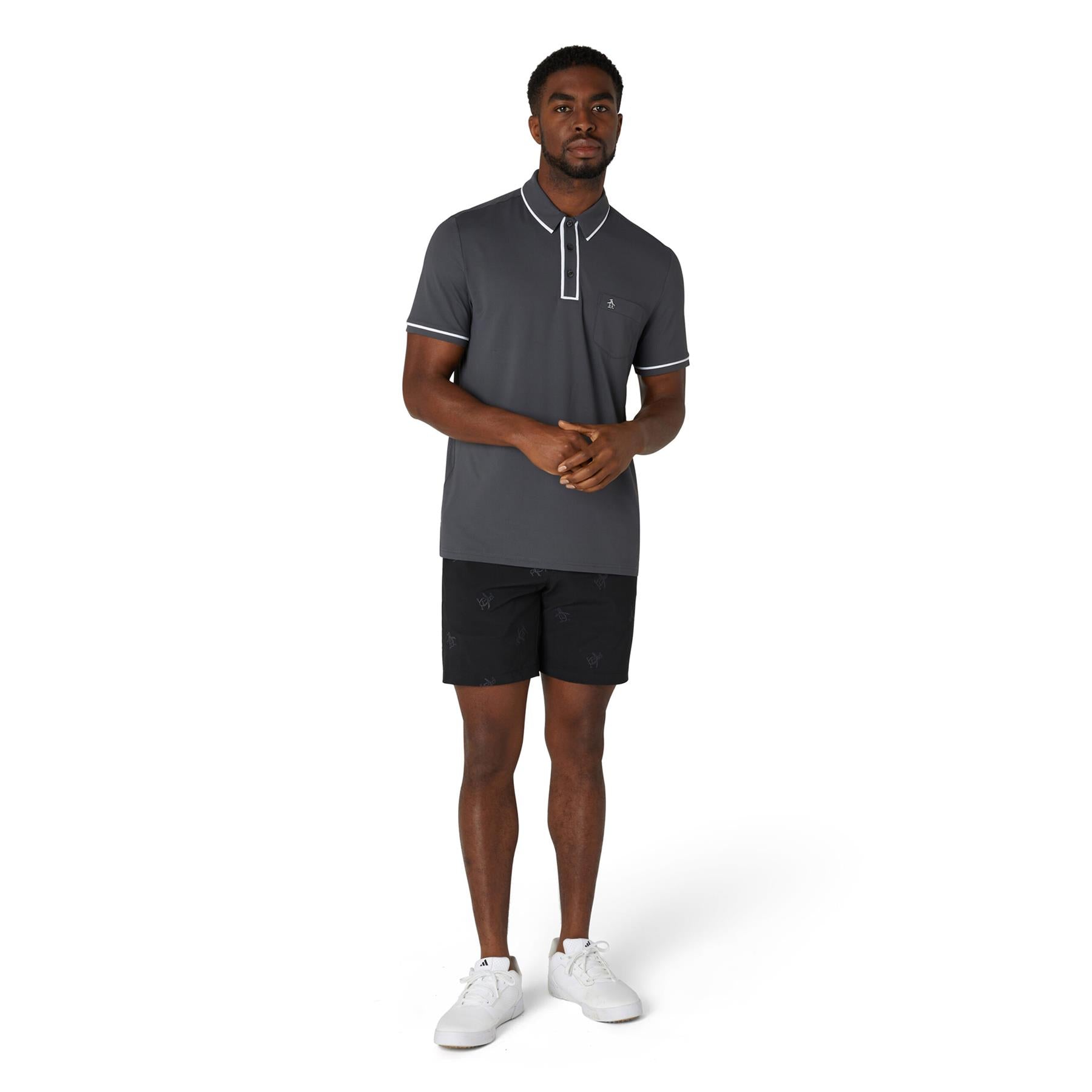 Technical Earl Nylon Stretch Polo Asphalt Grey SS24