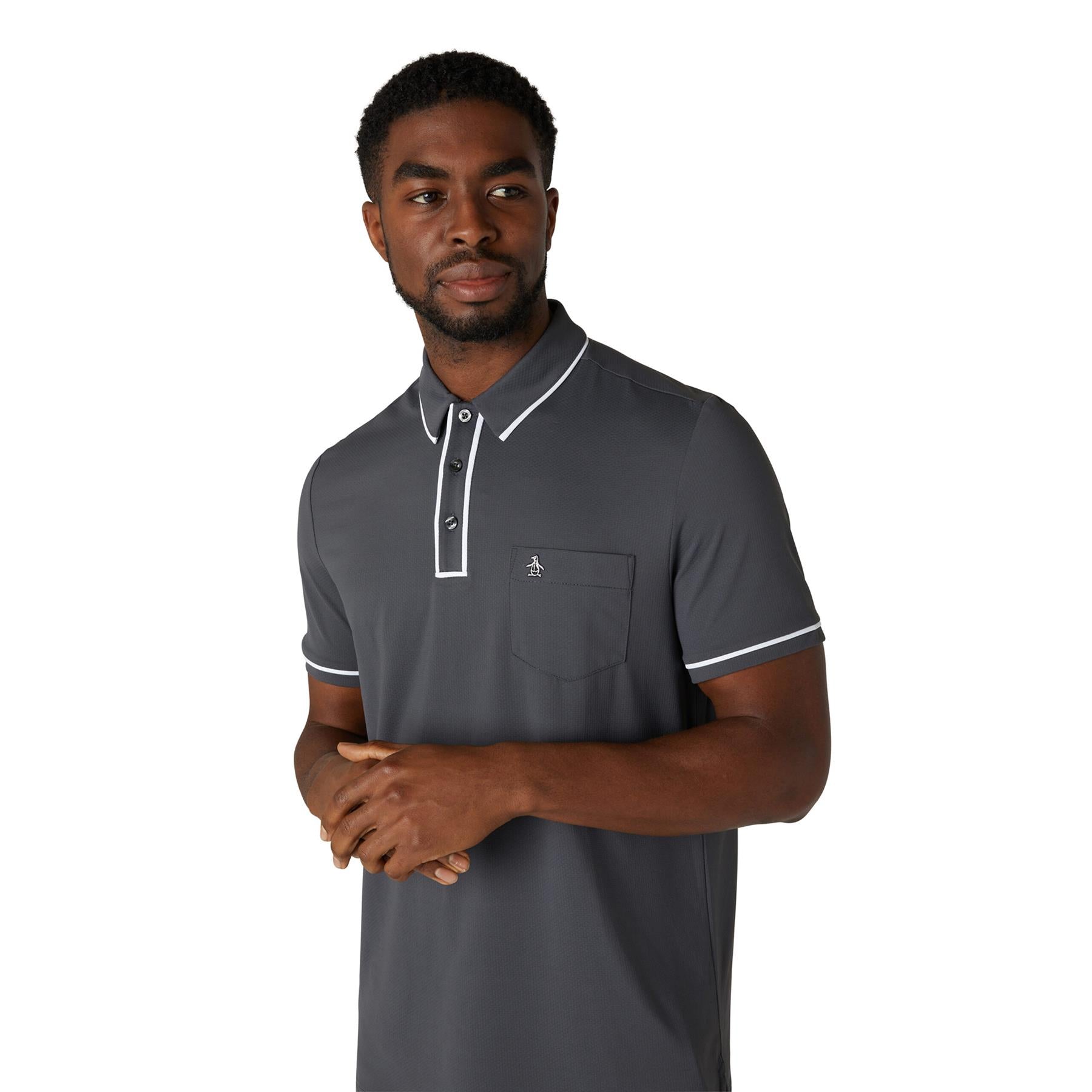 Technical Earl Nylon Stretch Polo Asphalt Grey SS24