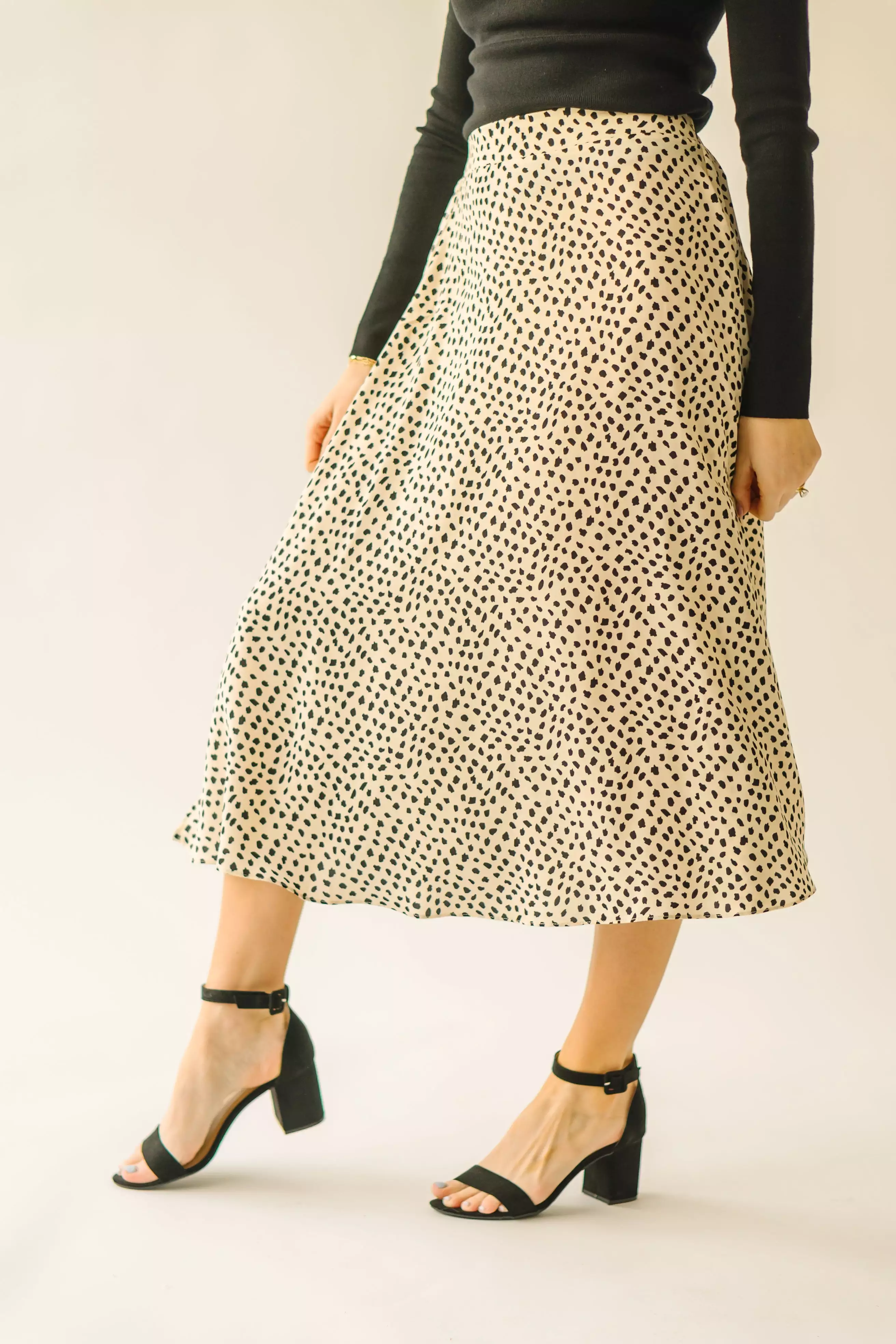 The Cream + Black Printed Midi Skirt by Serkin