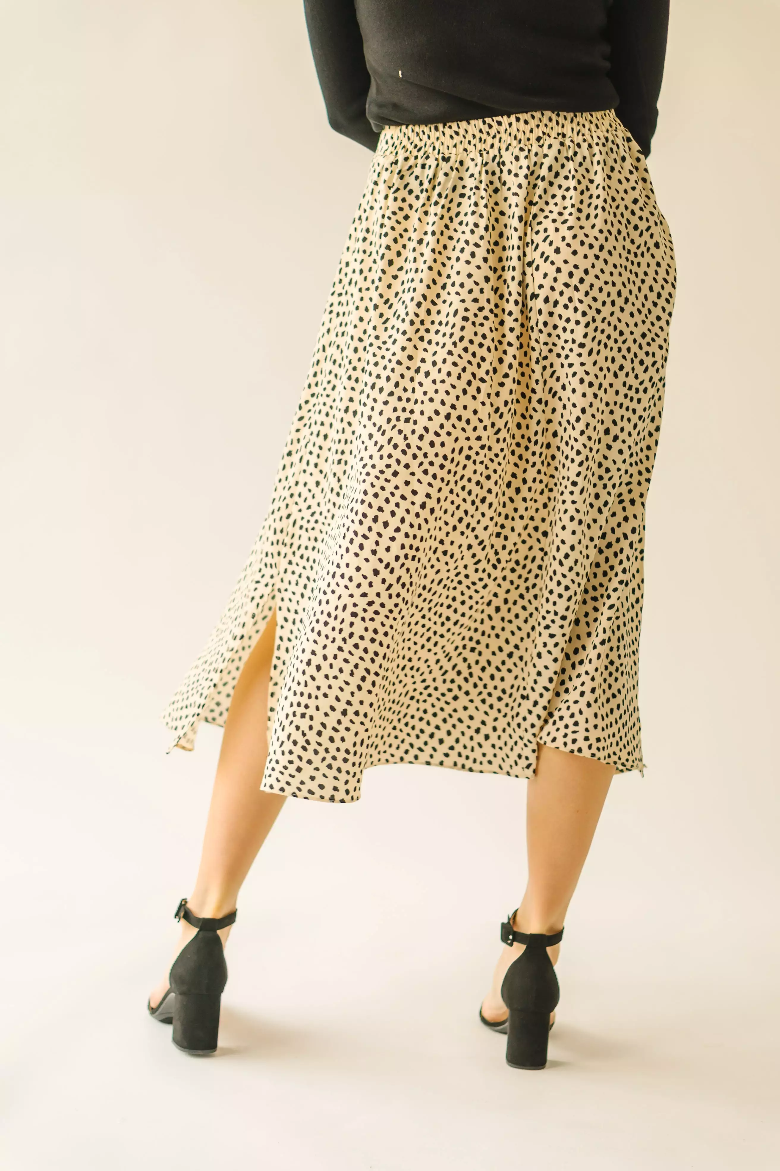 The Cream + Black Printed Midi Skirt by Serkin