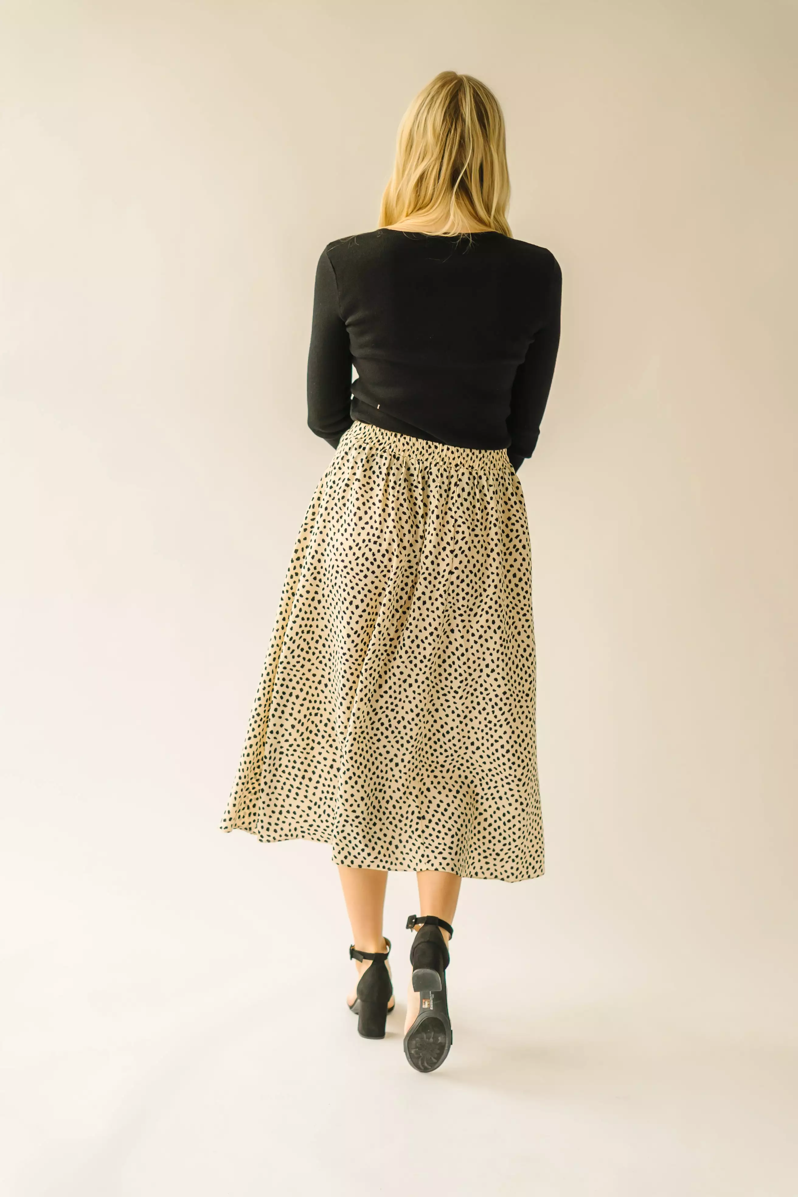 The Cream + Black Printed Midi Skirt by Serkin