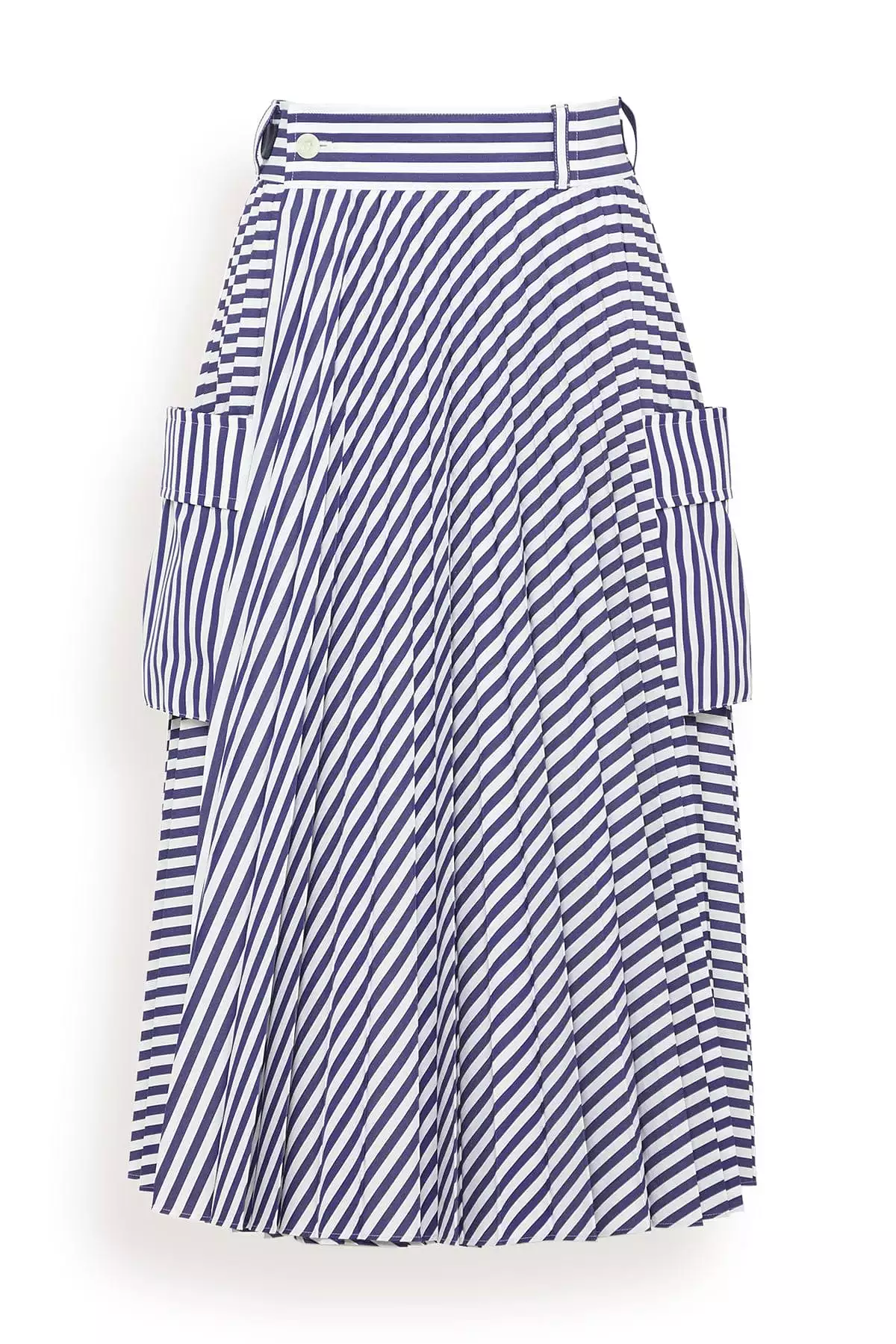 Thomas Mason Navy Stripe Cotton Poplin Skirt