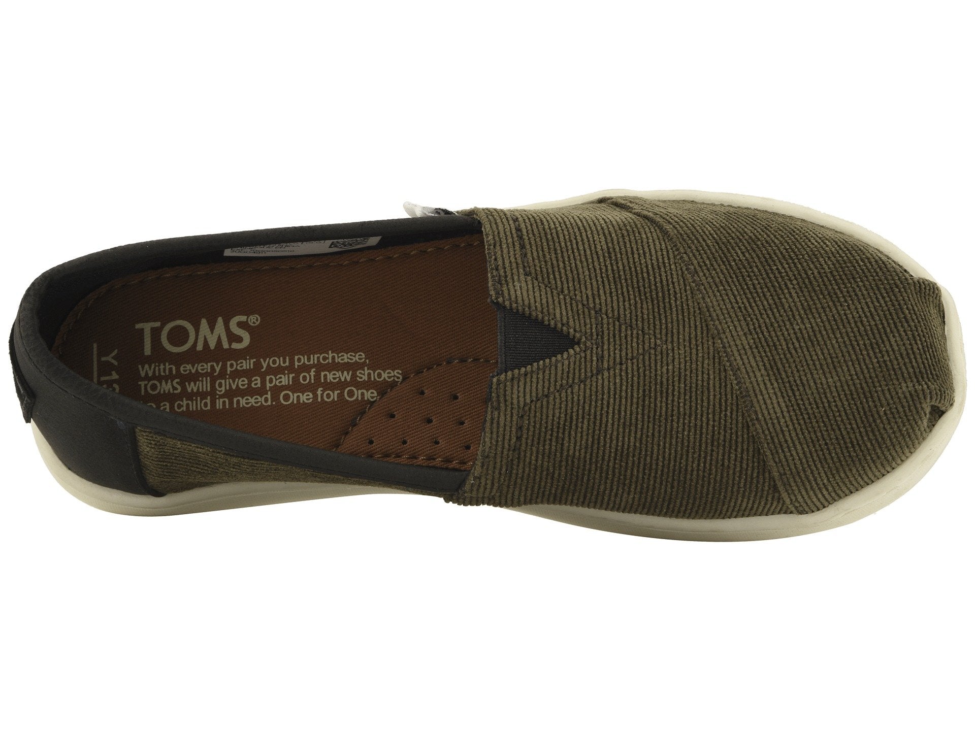 TOMS Micro Cordury Synthetic Leather Original Youth Tarmac Olive 10012703