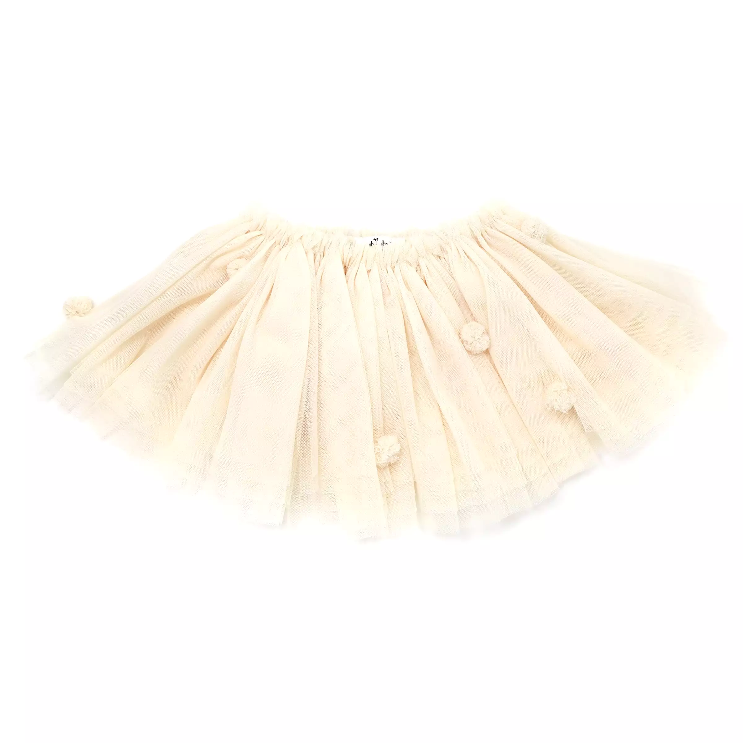 Tulle Pom Pom Frill Tutu Skirt Cream