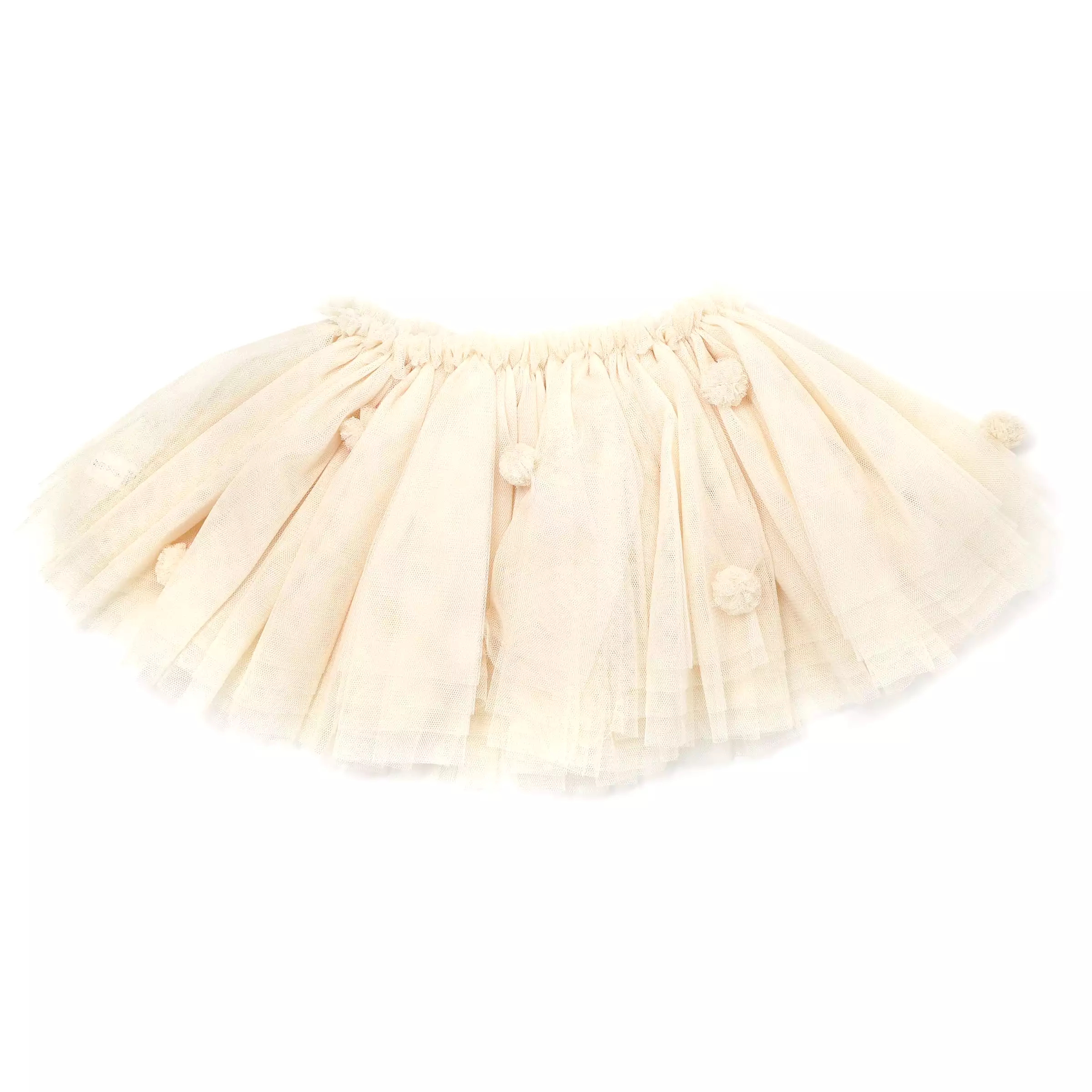 Tulle Pom Pom Frill Tutu Skirt Cream