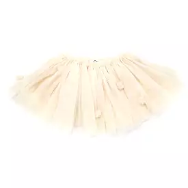 Tulle Pom Pom Frill Tutu Skirt Cream