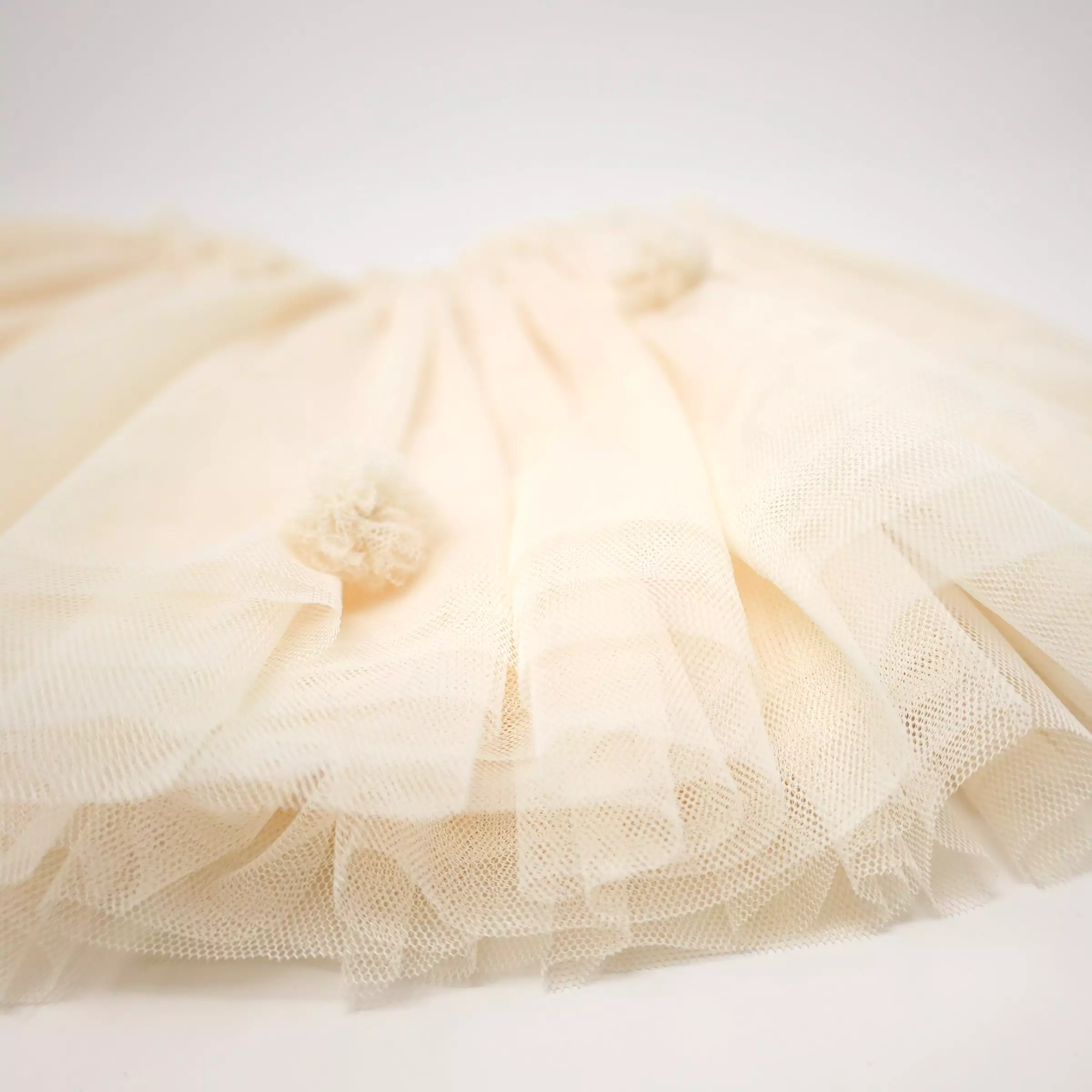 Tulle Pom Pom Frill Tutu Skirt Cream