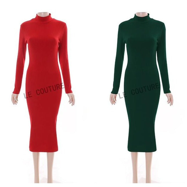 Turtle Neck Midi Dress