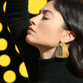 Twist bold yellow leather earrings