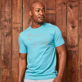 Two Tone Aqua Crew Neck T-Shirt