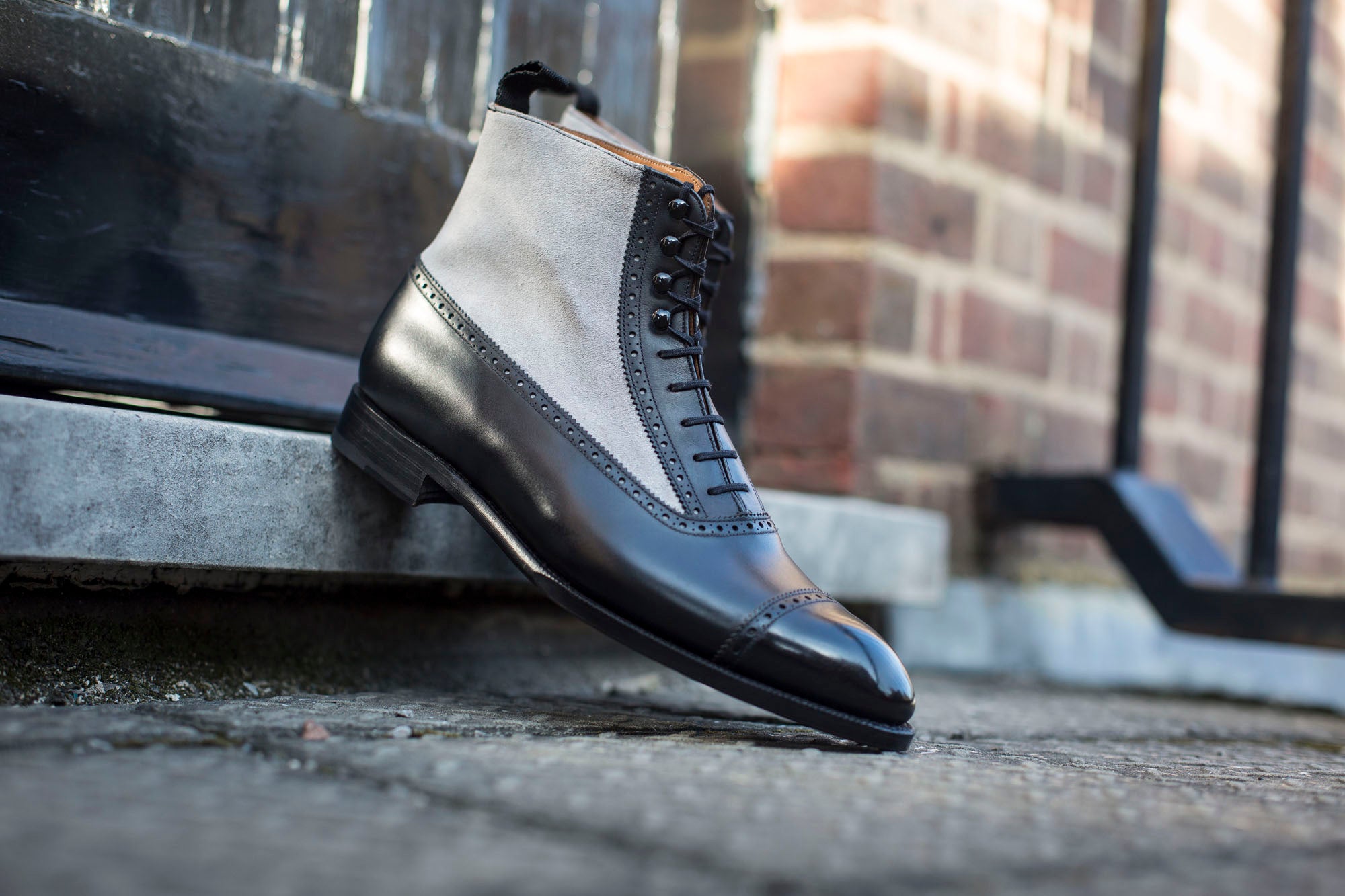 Tyler MTO Black Calf Pearl Grey Suede NGT Last Single Leather Sole | Shop Online