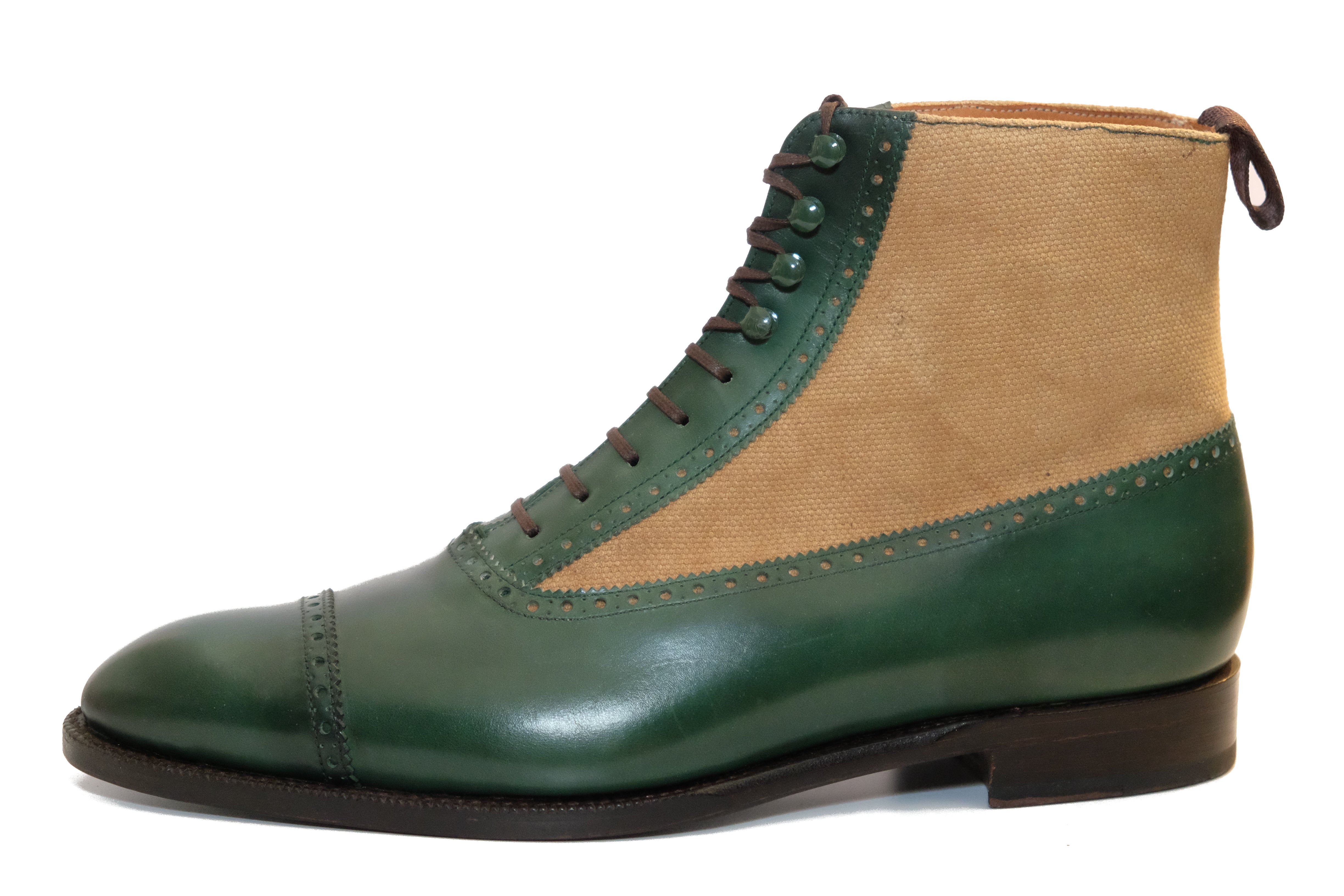 Tyler MTO shoes - Forest Green Calf / Hemp Canvas | Shop now