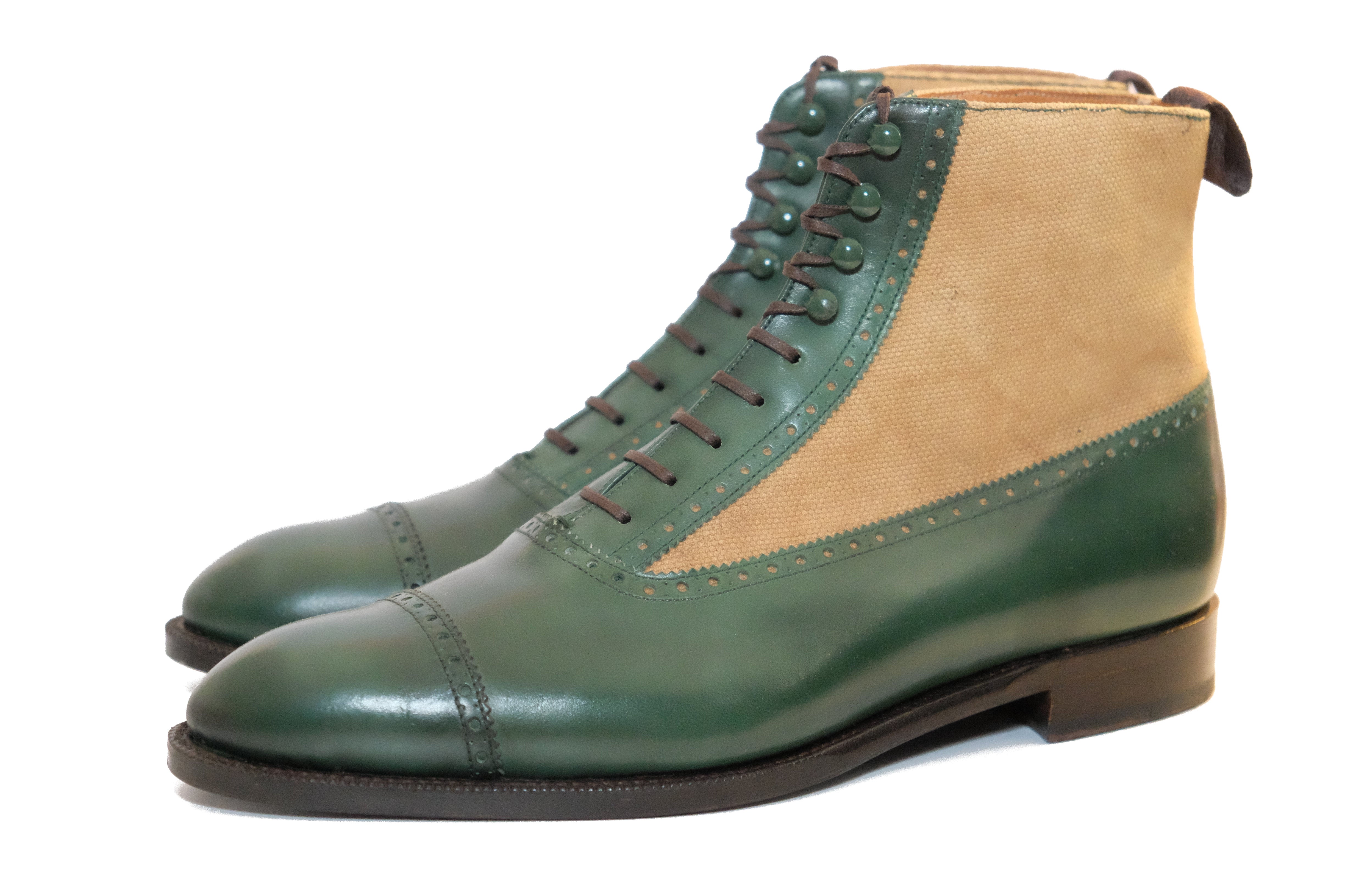 Tyler MTO shoes - Forest Green Calf / Hemp Canvas | Shop now