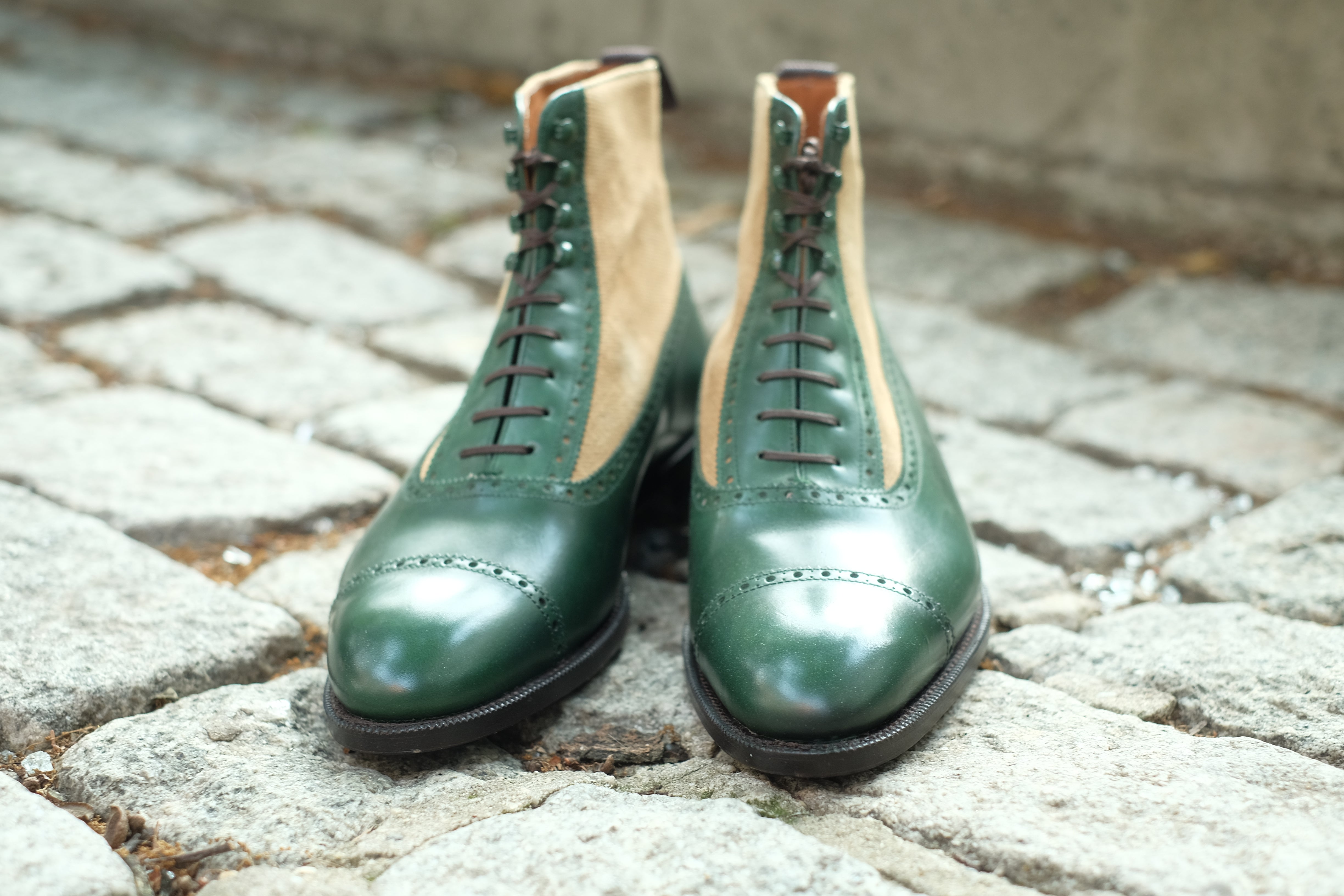 Tyler MTO shoes - Forest Green Calf / Hemp Canvas | Shop now