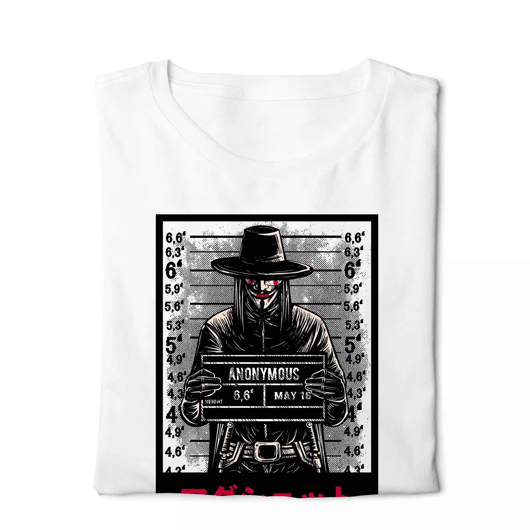 V for vendetta Anonymous Mugshot T-shirt - White - Digital Graphics