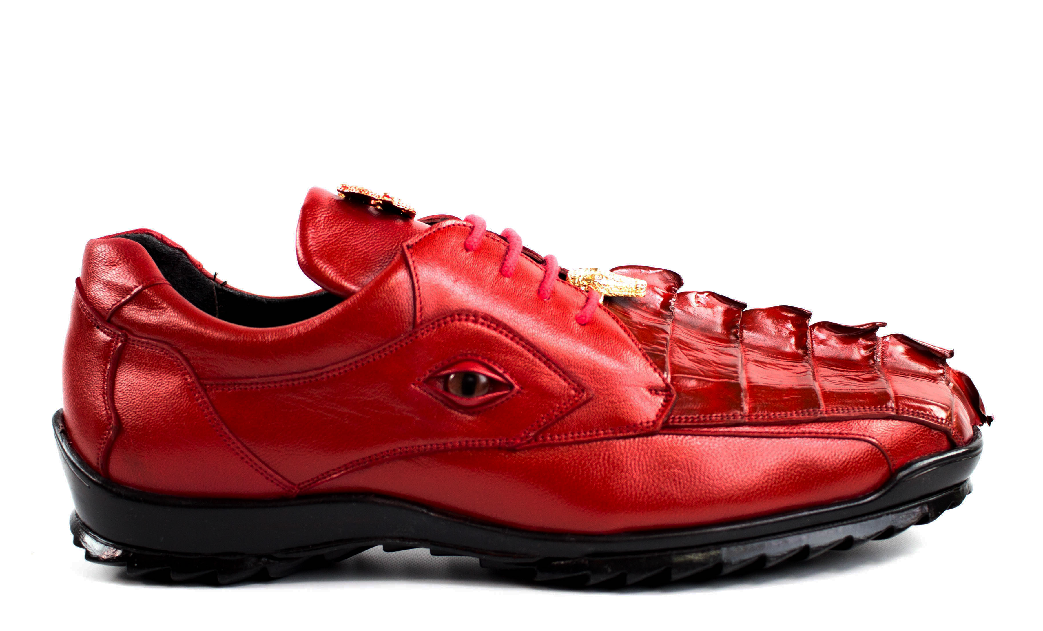 Vasco Belvedere Red Genuine Hornback Crocodile and Soft Calf Sneaker 336122