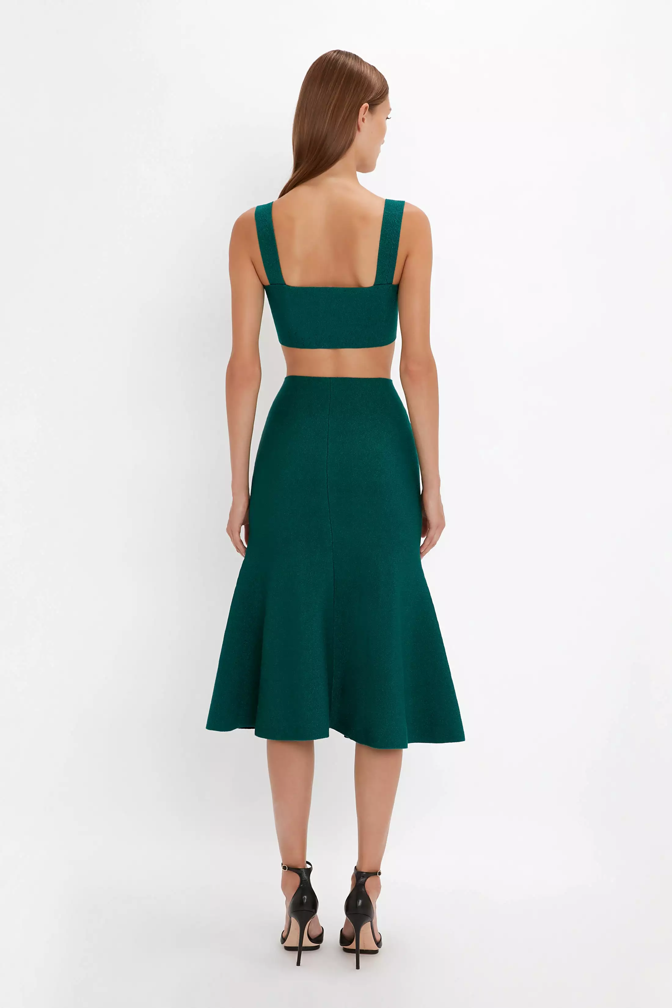 VB Body Flared Skirt, Lurex Green