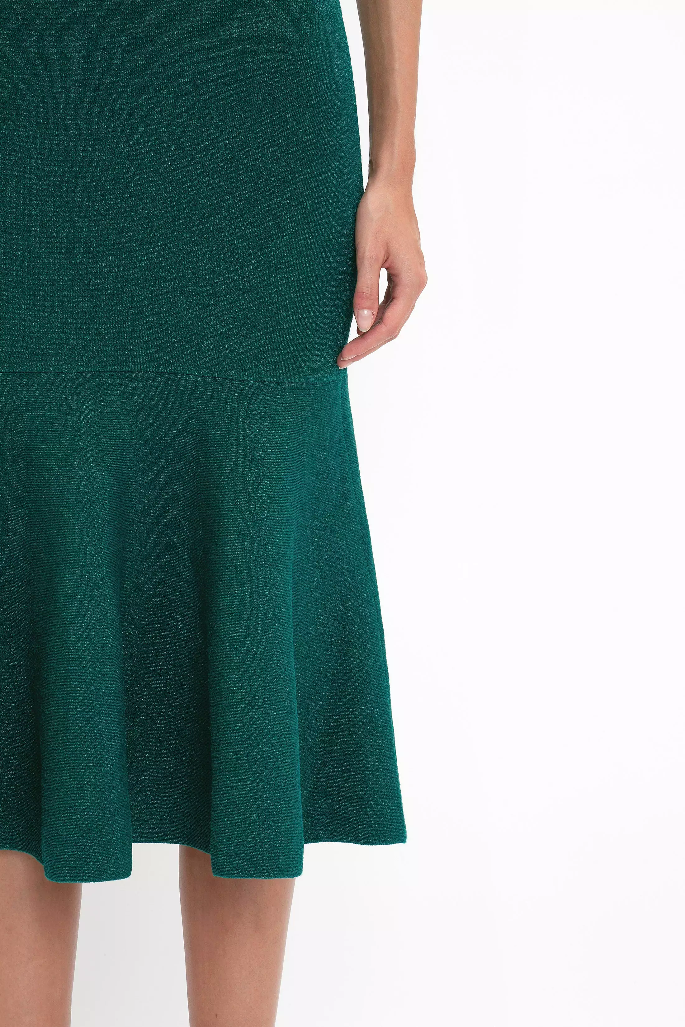 VB Body Flared Skirt, Lurex Green