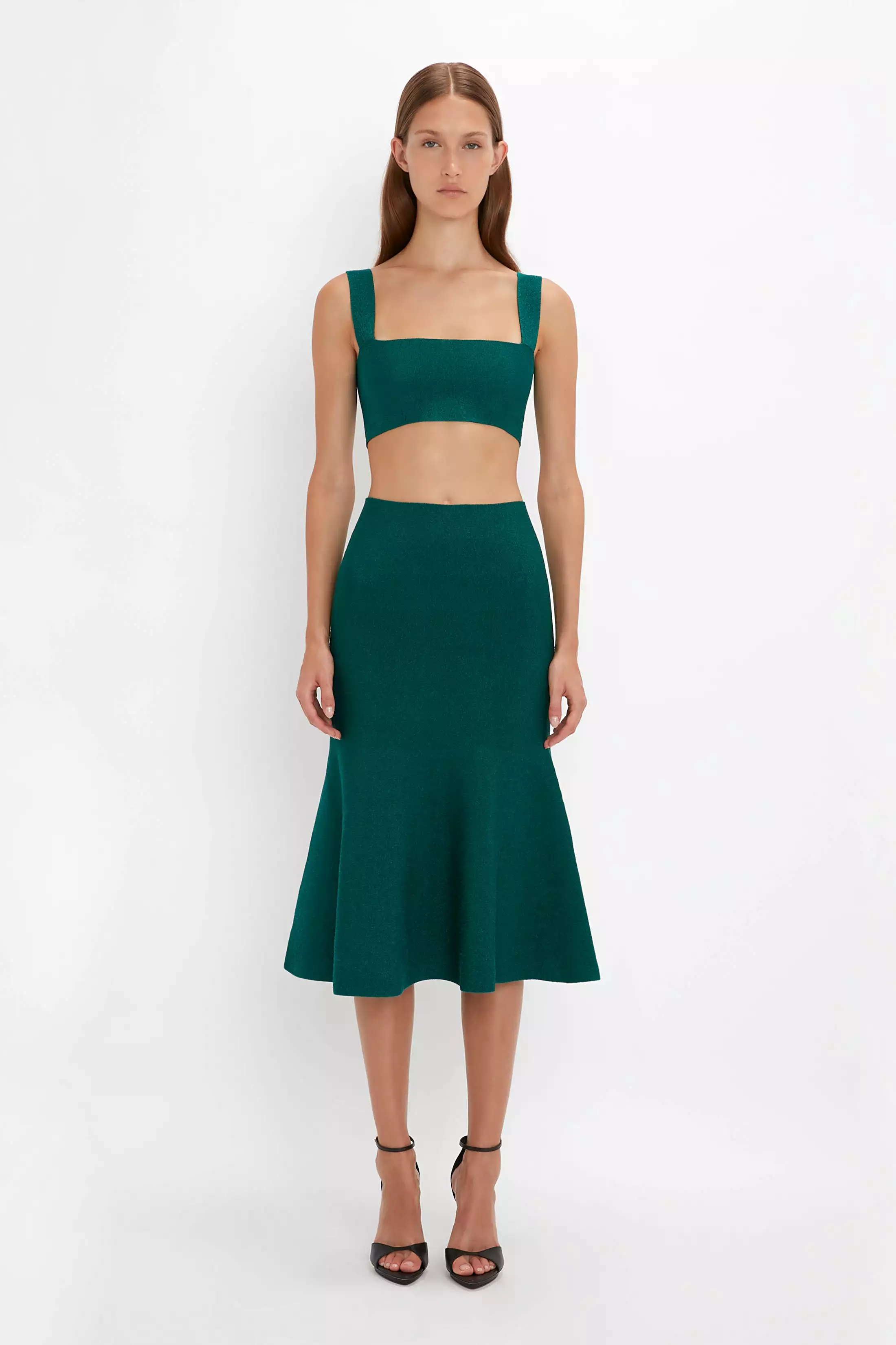 VB Lurex Green Flared Skirt