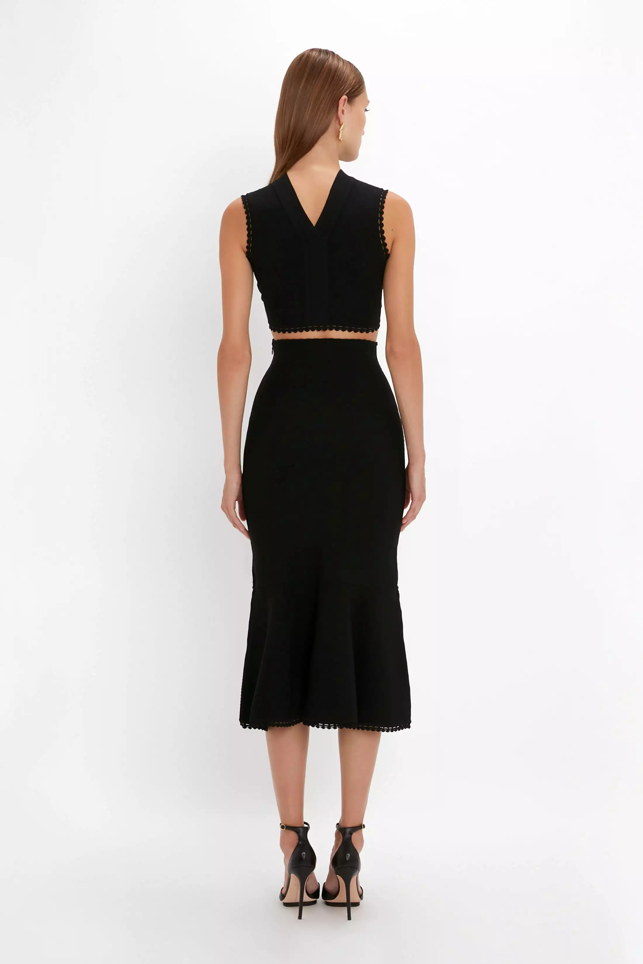 VB Scallop Trim Flared Skirt Black - Shop Now