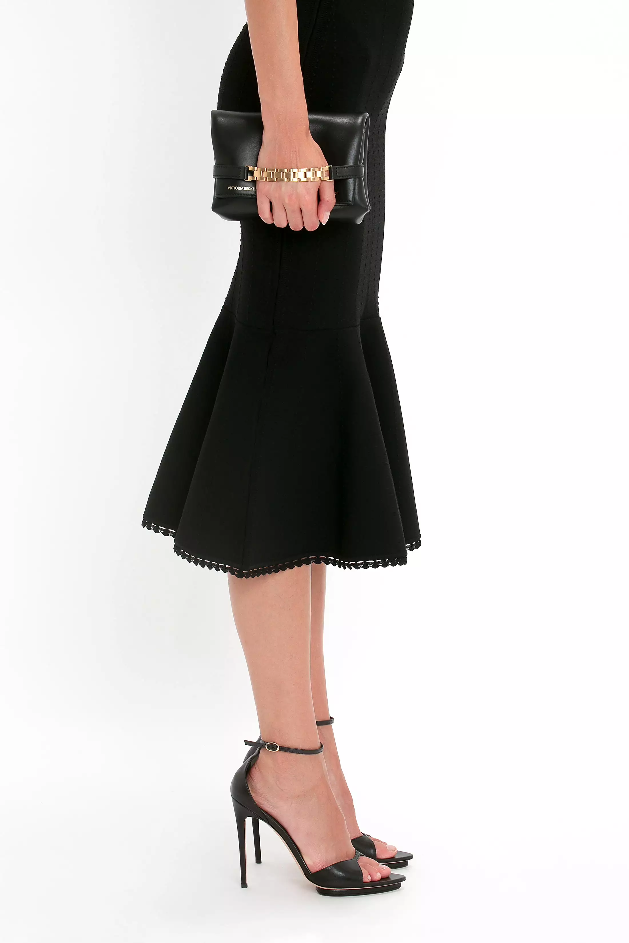 VB Scallop Trim Flared Skirt Black - Shop Now