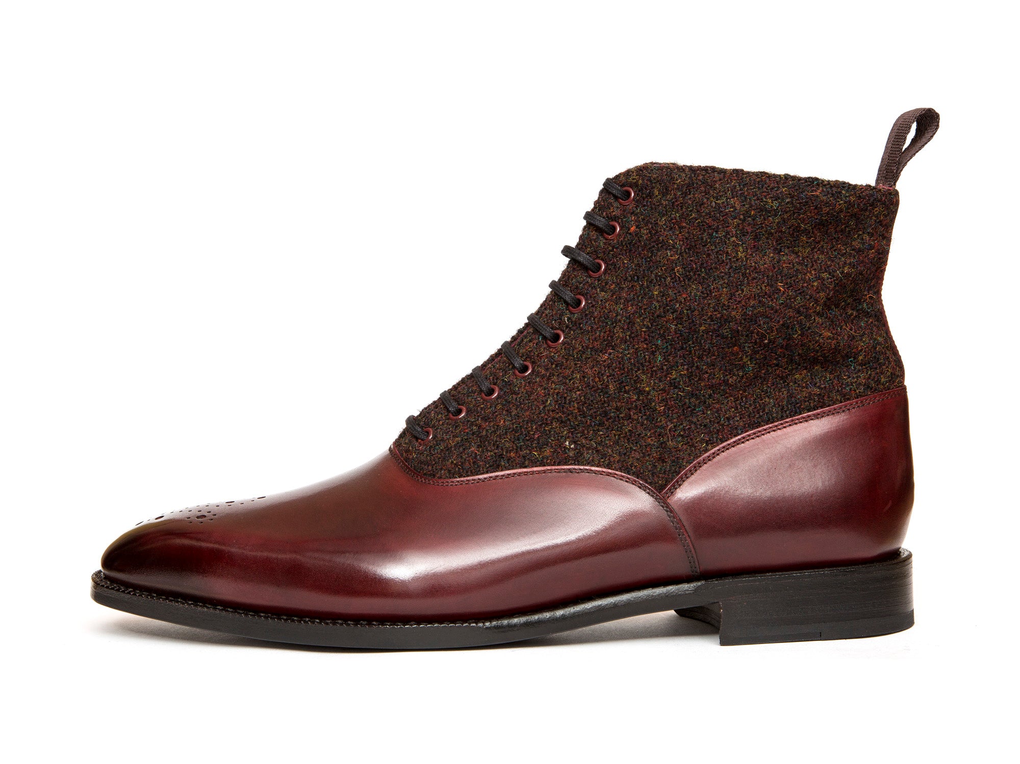 Wedgwood Burgundy Calf Burgundy Medley Tweed MGF Last Single Leather Sole